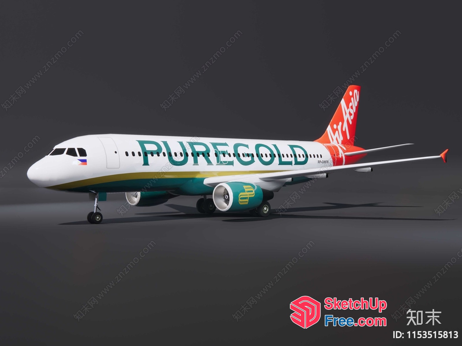 Airplane With Puregold And Air Asia Logos 3D SketchUp File