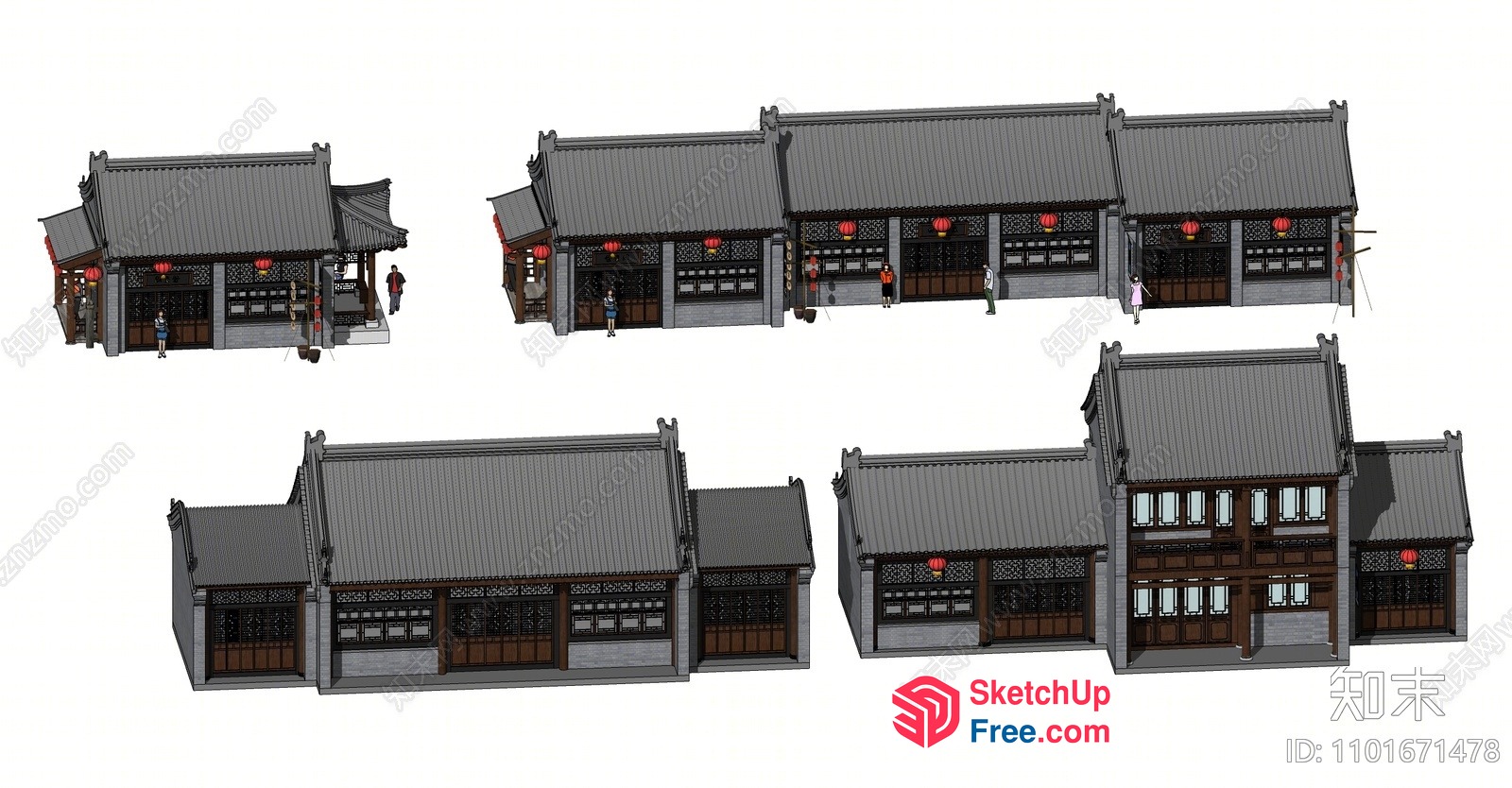 Traditional Asian Style Building Facade 3D SketchUp File