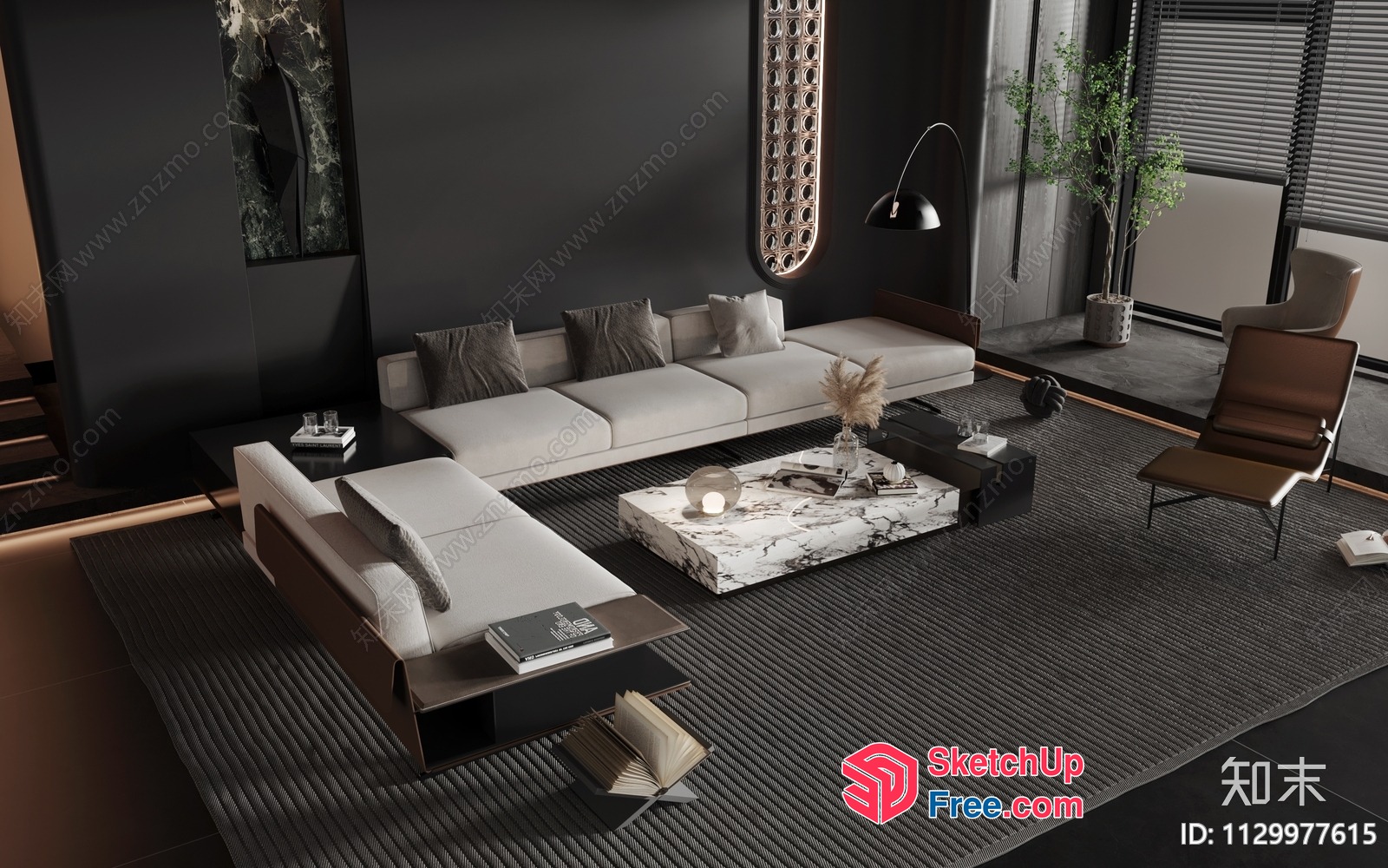 Modern Living Room With Neutral Tones And Natural Light 3D SketchUp File