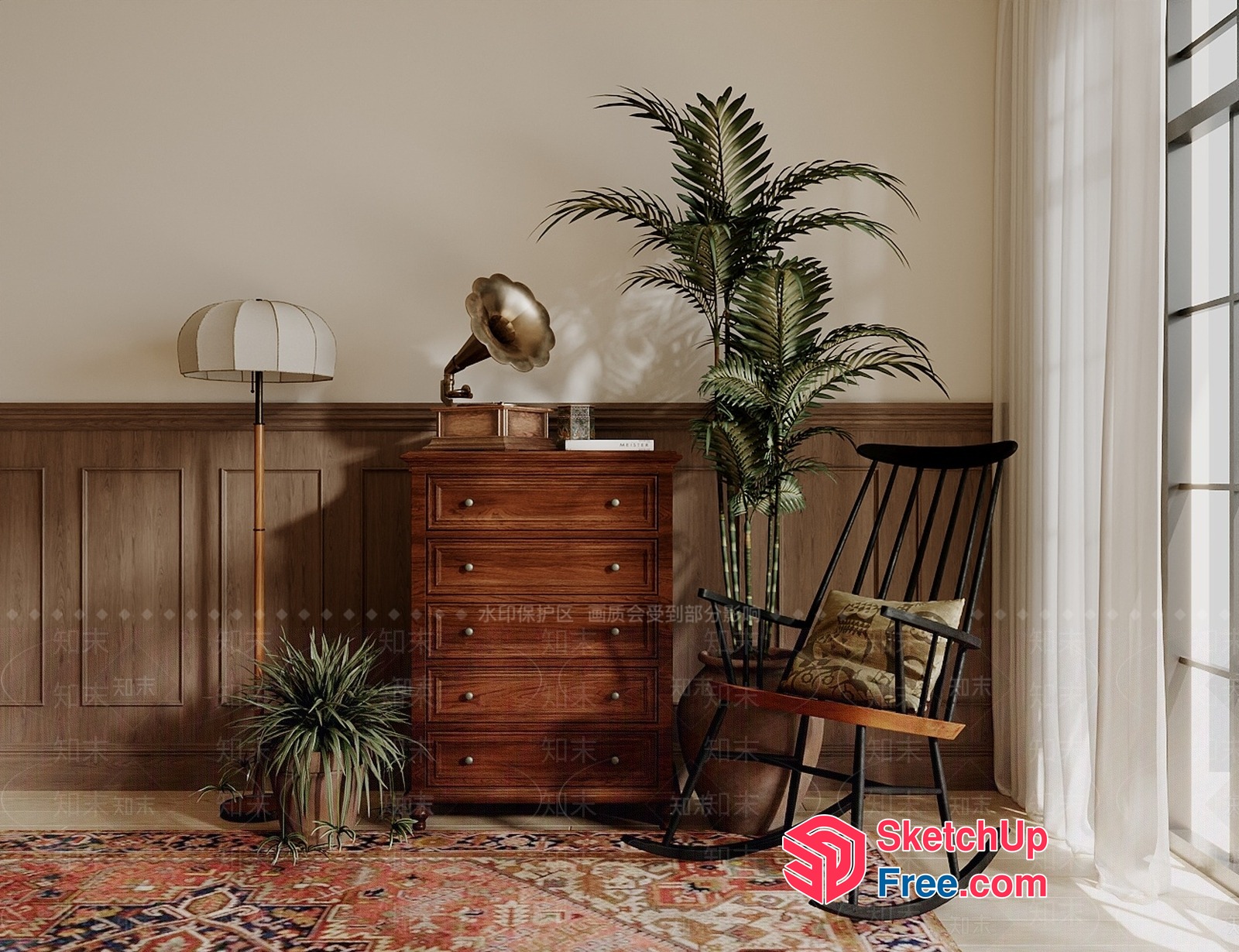 Cozy Vintage Living Room 3D SketchUp File