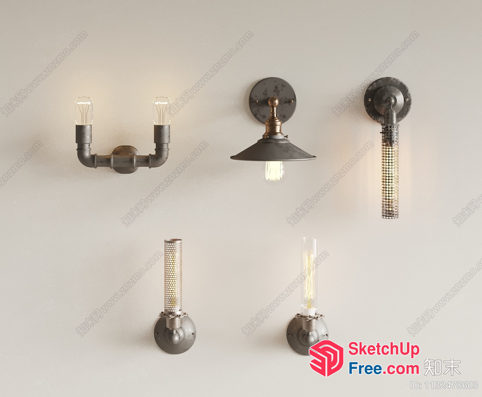 Industrial Style Lighting Fixtures Collection 3D SketchUp File