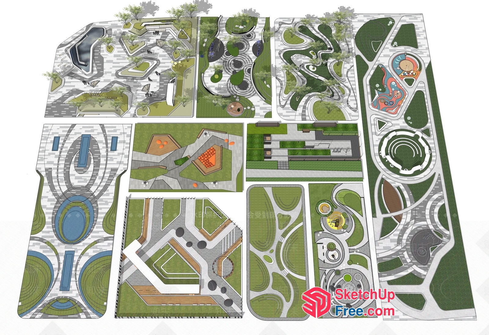 Futuristic Park Landscape Design 3D SketchUp File