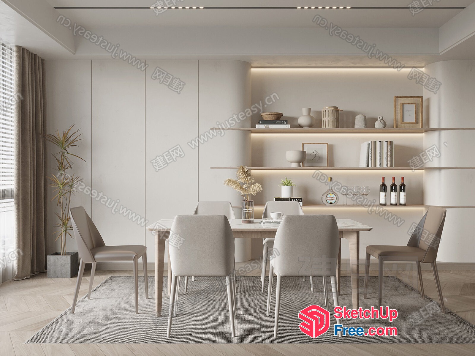 Elegant Minimalist Dining Room 3D SketchUp File
