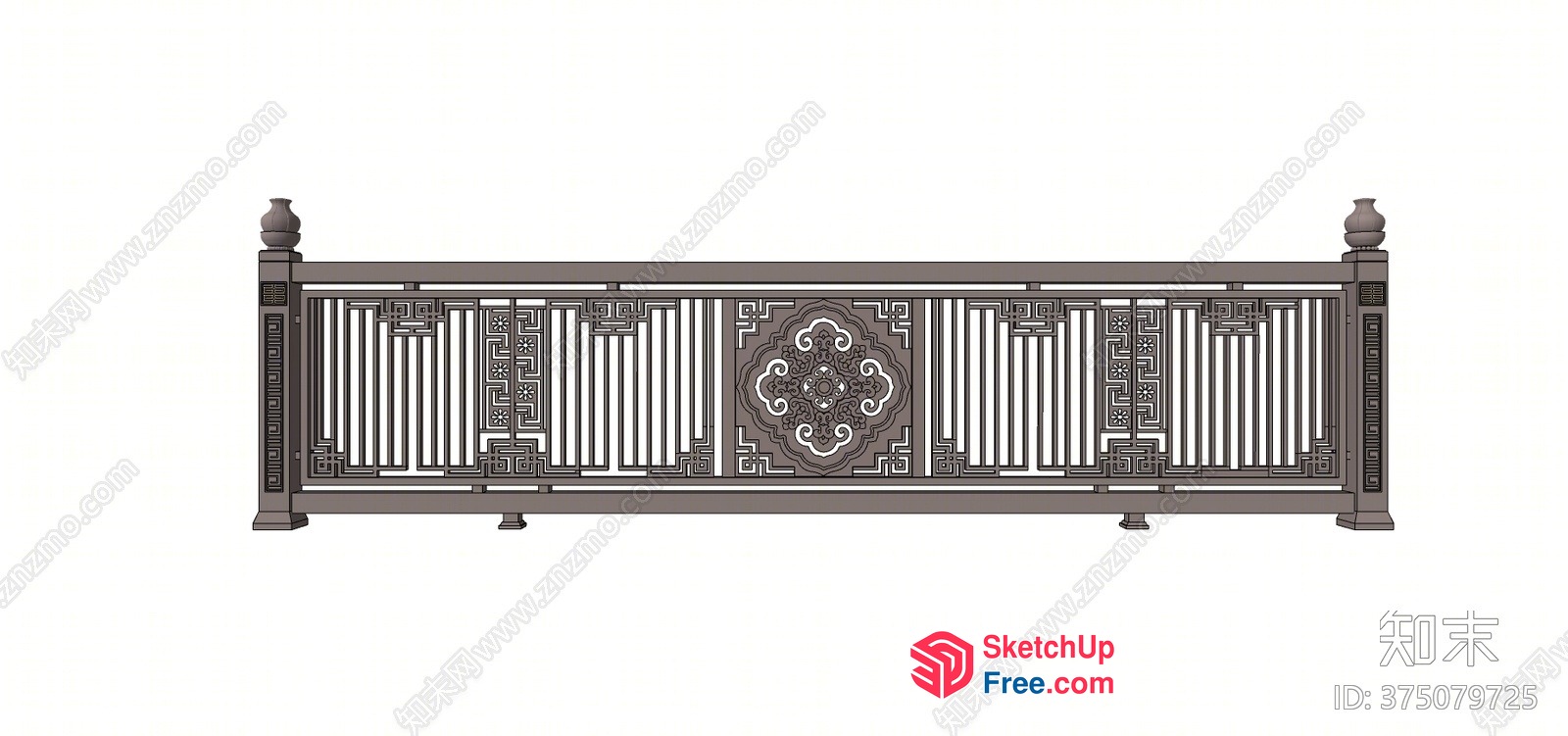 Intricate Carved Wooden Railing 3D SketchUp File
