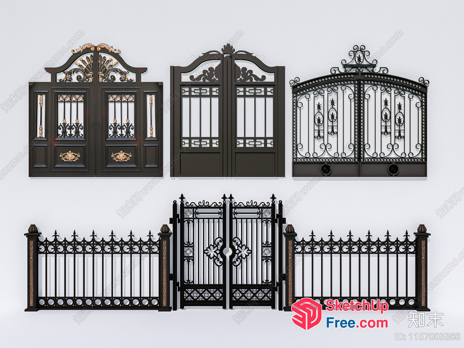 Ornate Black Metal Gate Designs 3D SketchUp File