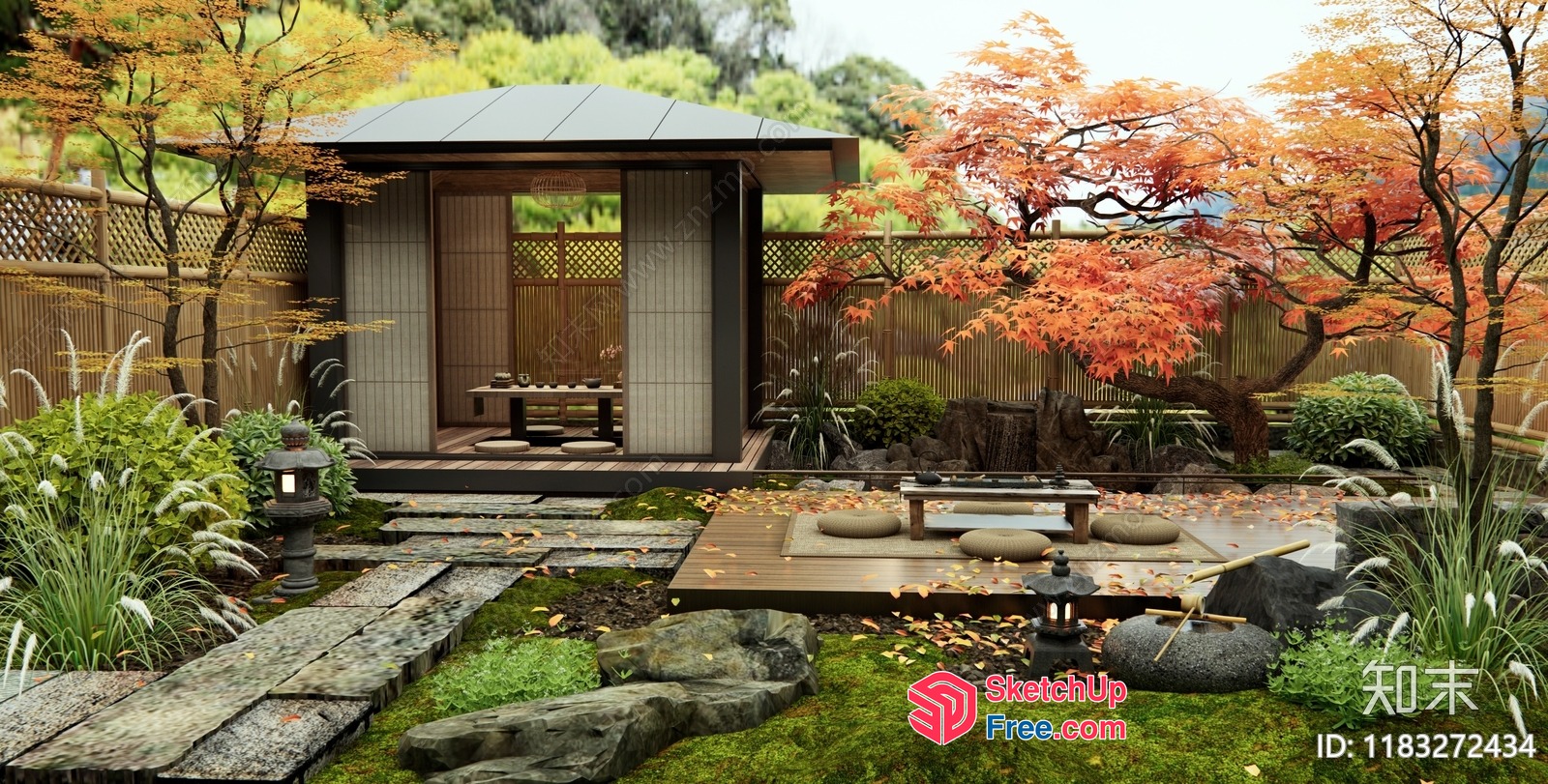 Japanese-Inspired Zen Garden 3D SketchUp File