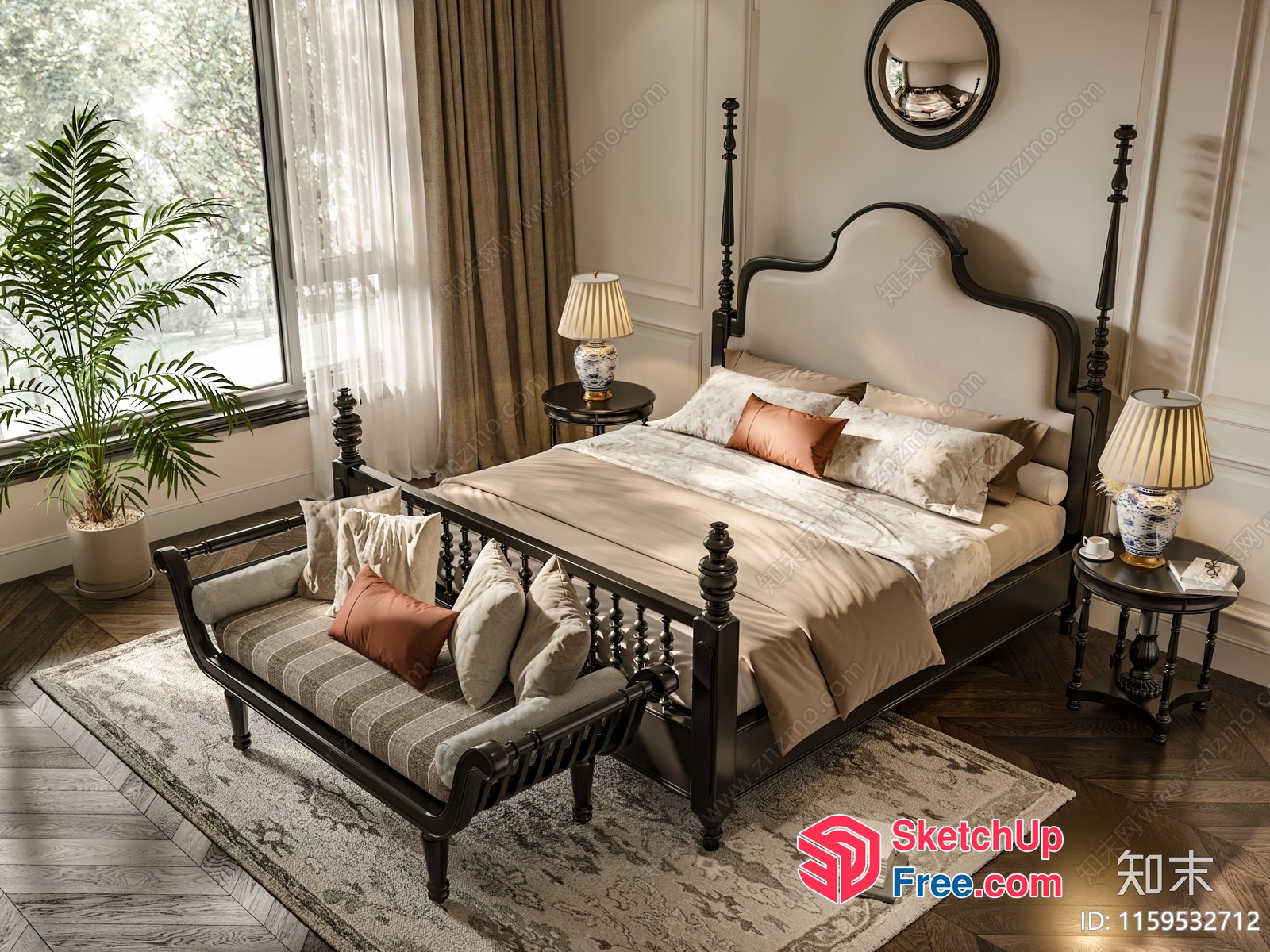 Elegant Classic European Style Bedroom Interior 3D SketchUp File