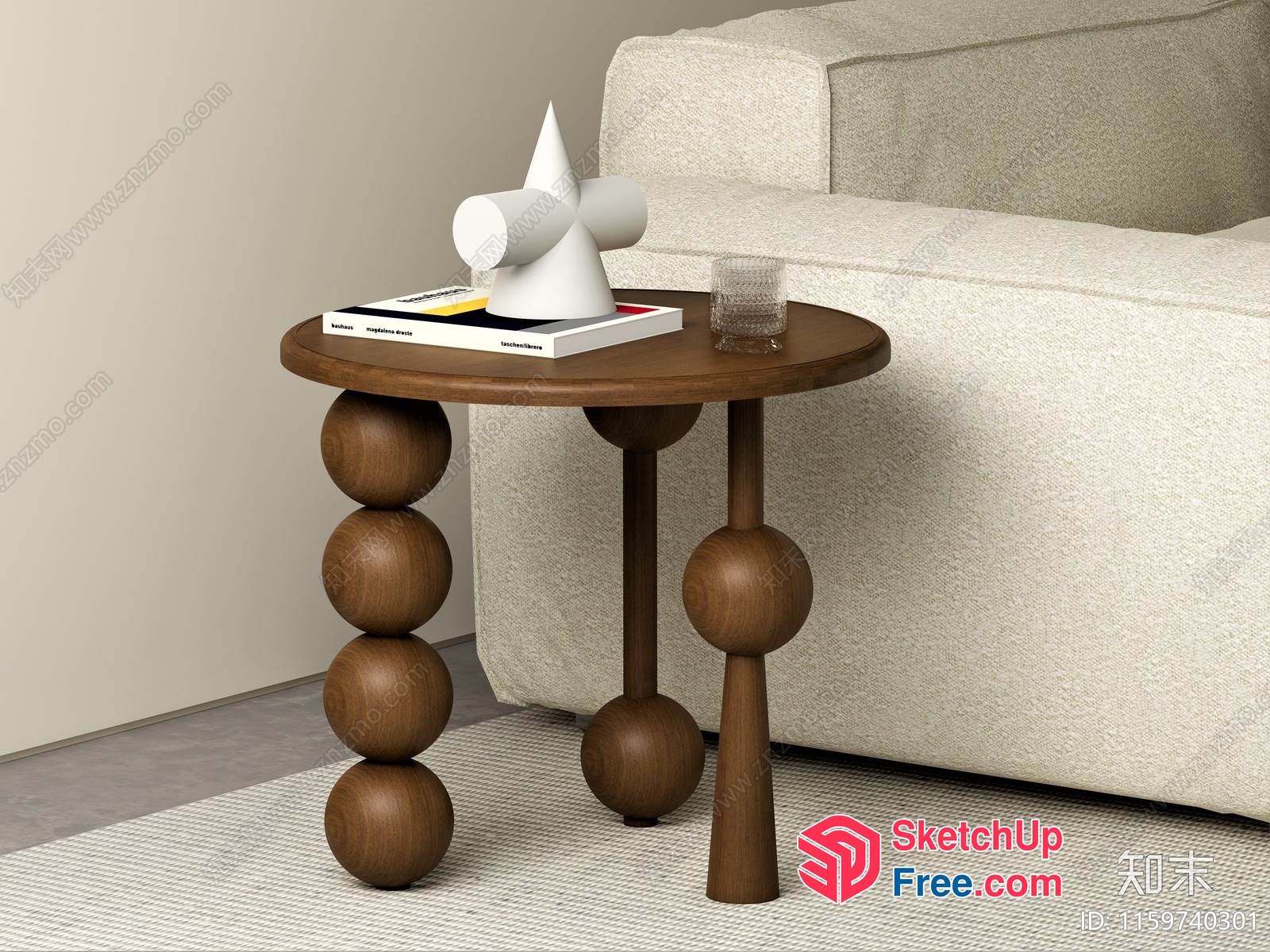 Minimalist Scandinavian Style Wooden Side Table 3D SketchUp File