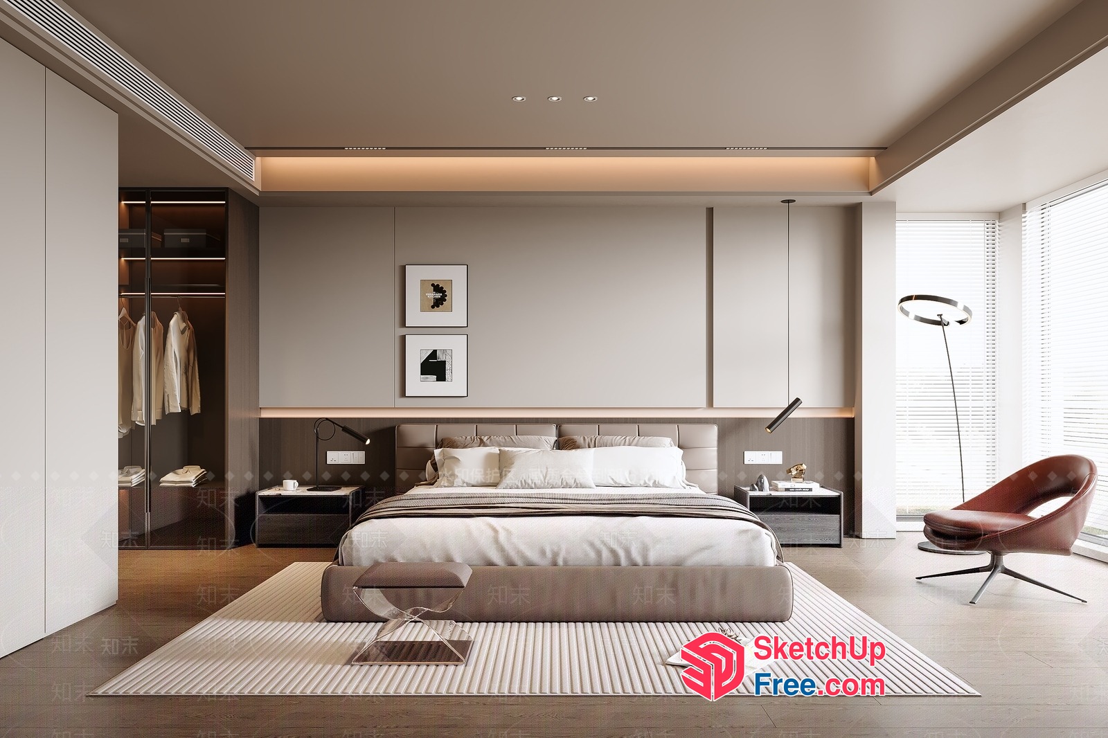 Modern Minimalist Bedroom With Sleek Furniture And Neutral Tones 3D SketchUp File