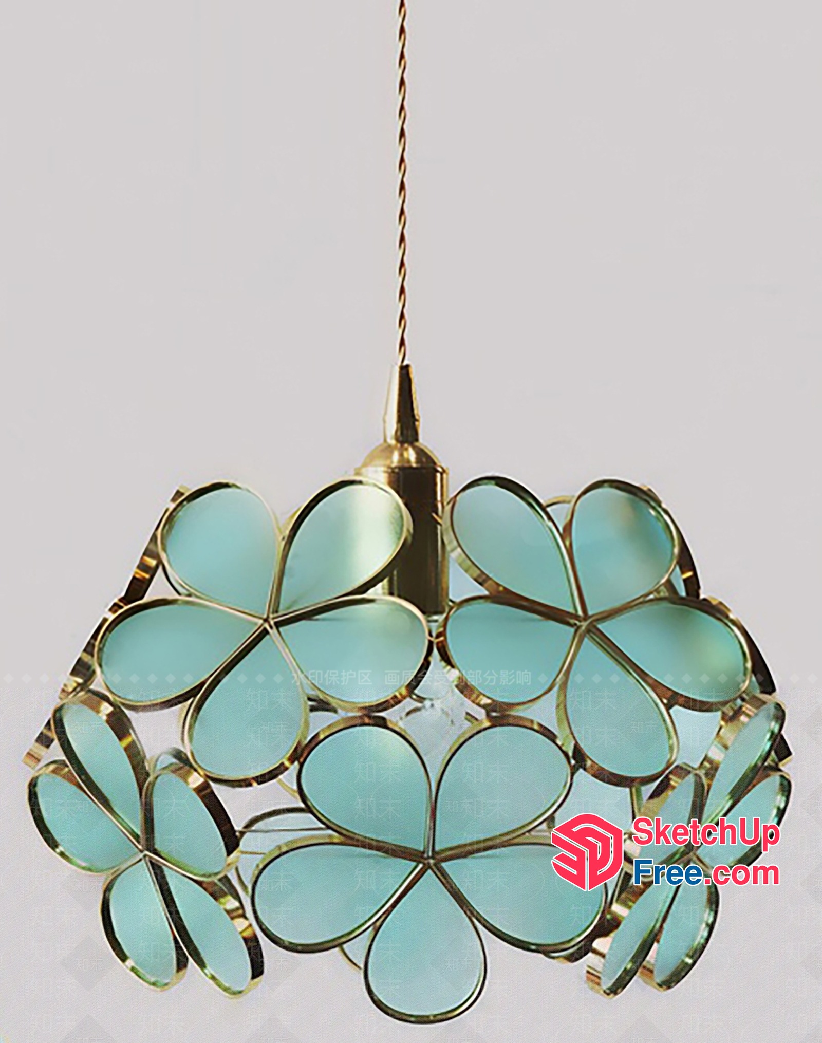 Flower-Shaped Glass Pendant Light Fixture 3D SketchUp File