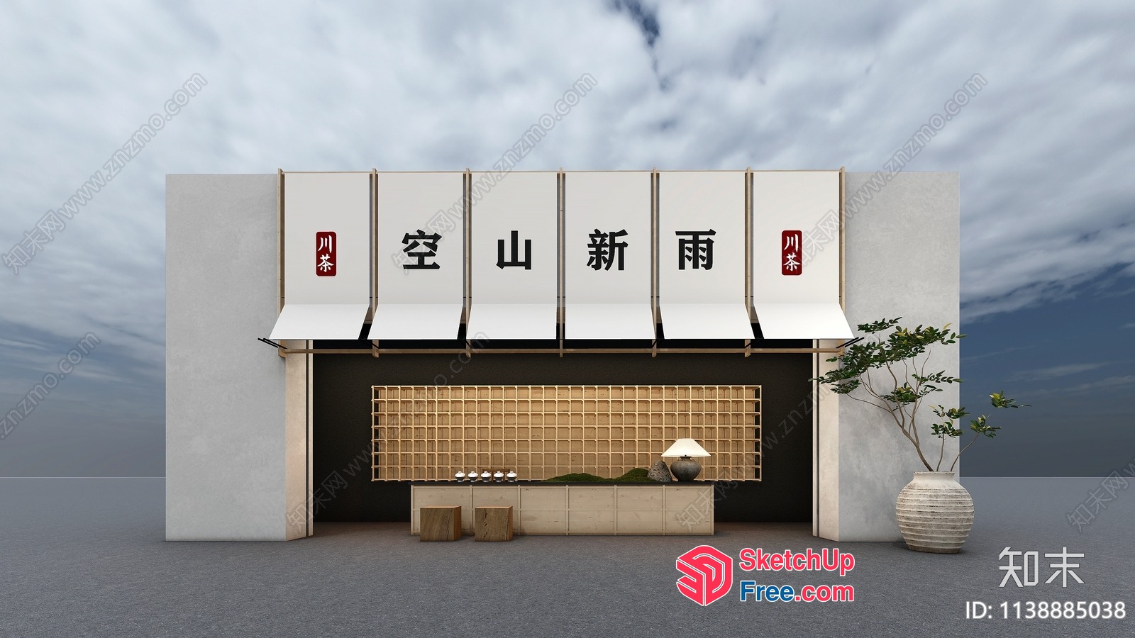 Japanese Style Exterior Decor With Classic Moulding 3D SketchUp File