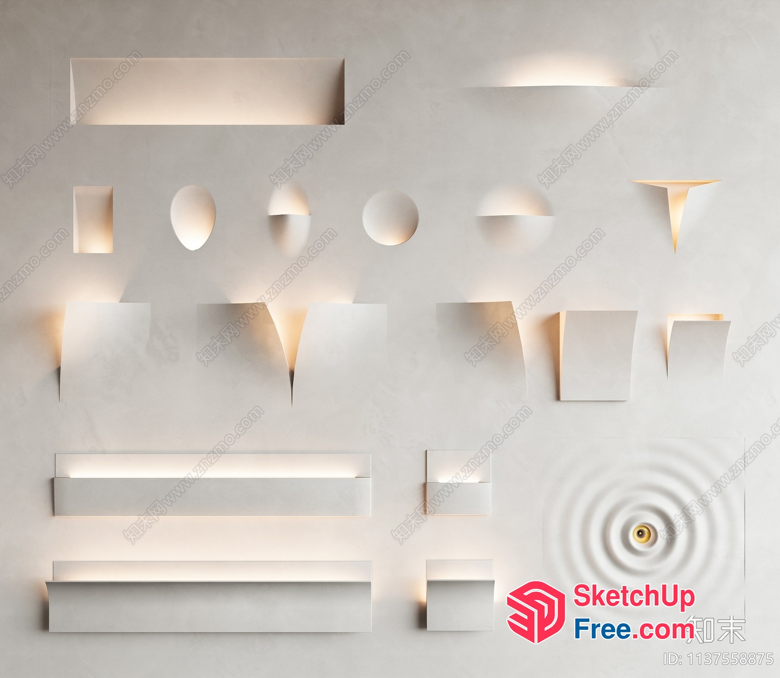 Modern White Wall Light Fixtures Collection 3D SketchUp File