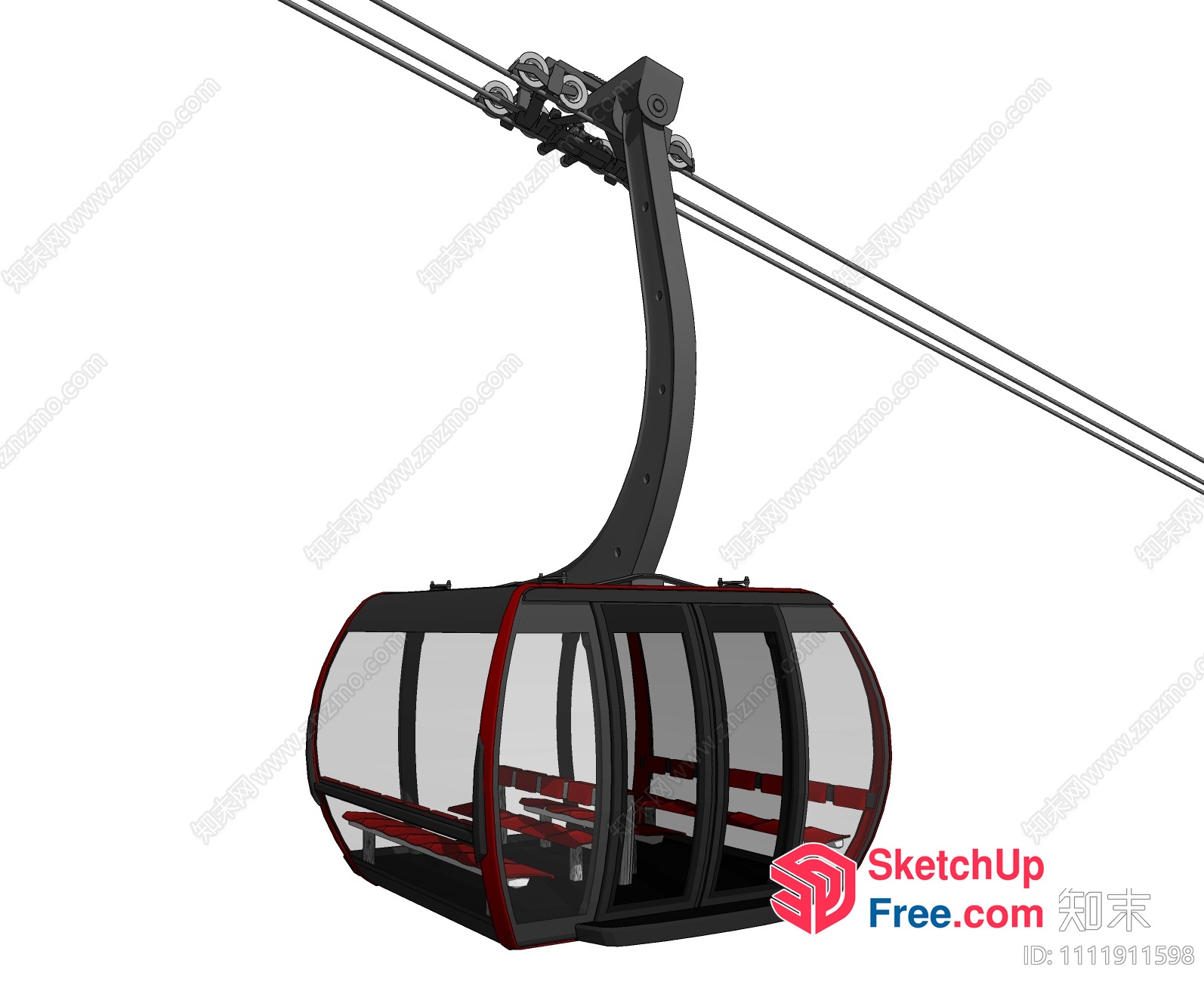 Glass Enclosed Cable Car Cabin 3D SketchUp File