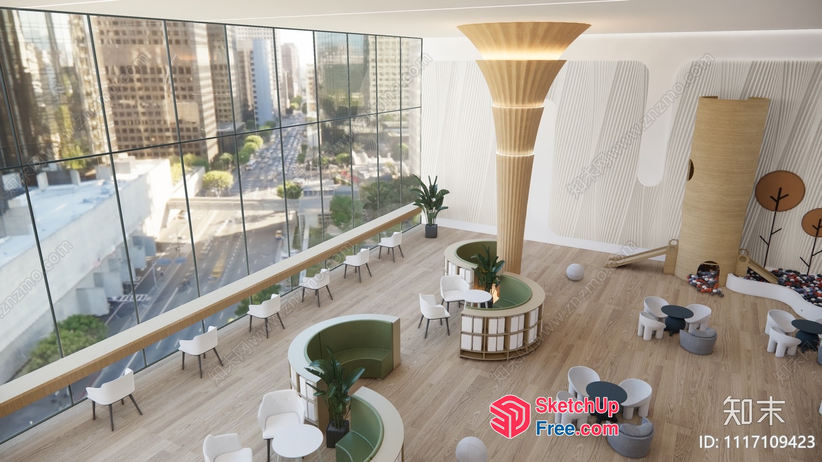 Modern City View Office Space 3D SketchUp File