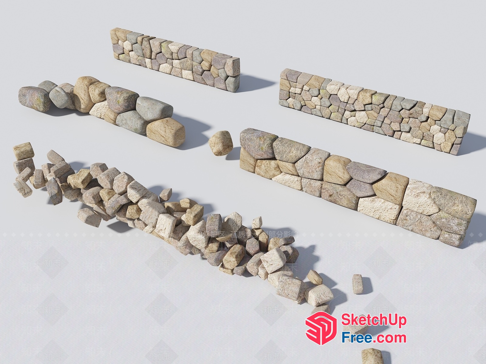 Stone Wall Decorative Blocks 3D SketchUp File