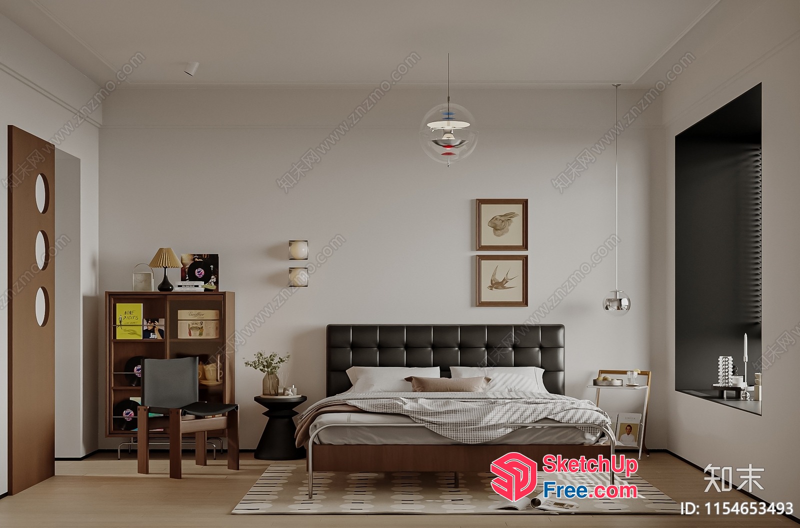 Modern Bedroom With Minimalist Furniture And Neutral Color Scheme 3D SketchUp File