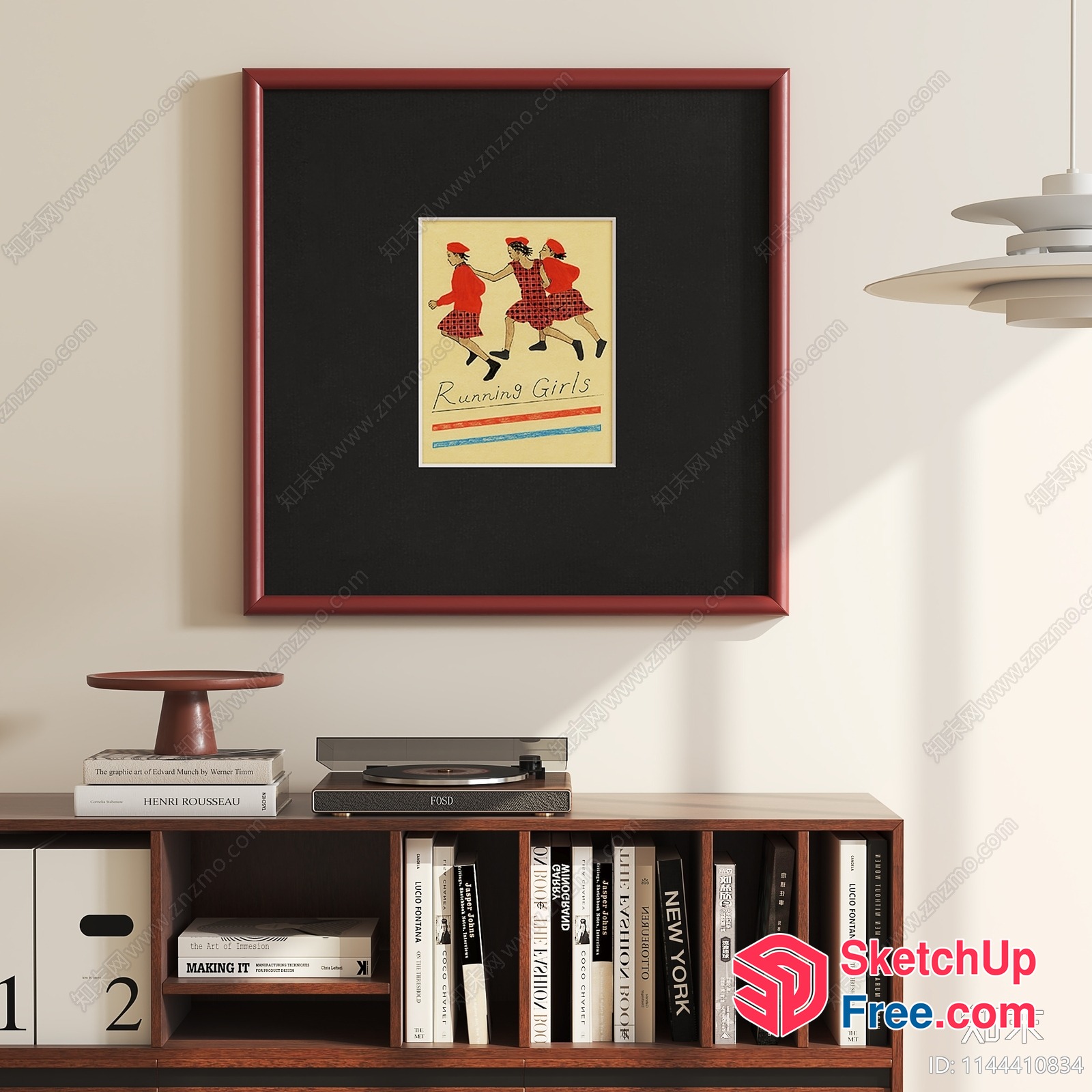 Vintage Artwork Of Three Girls Running Together 3D SketchUp File