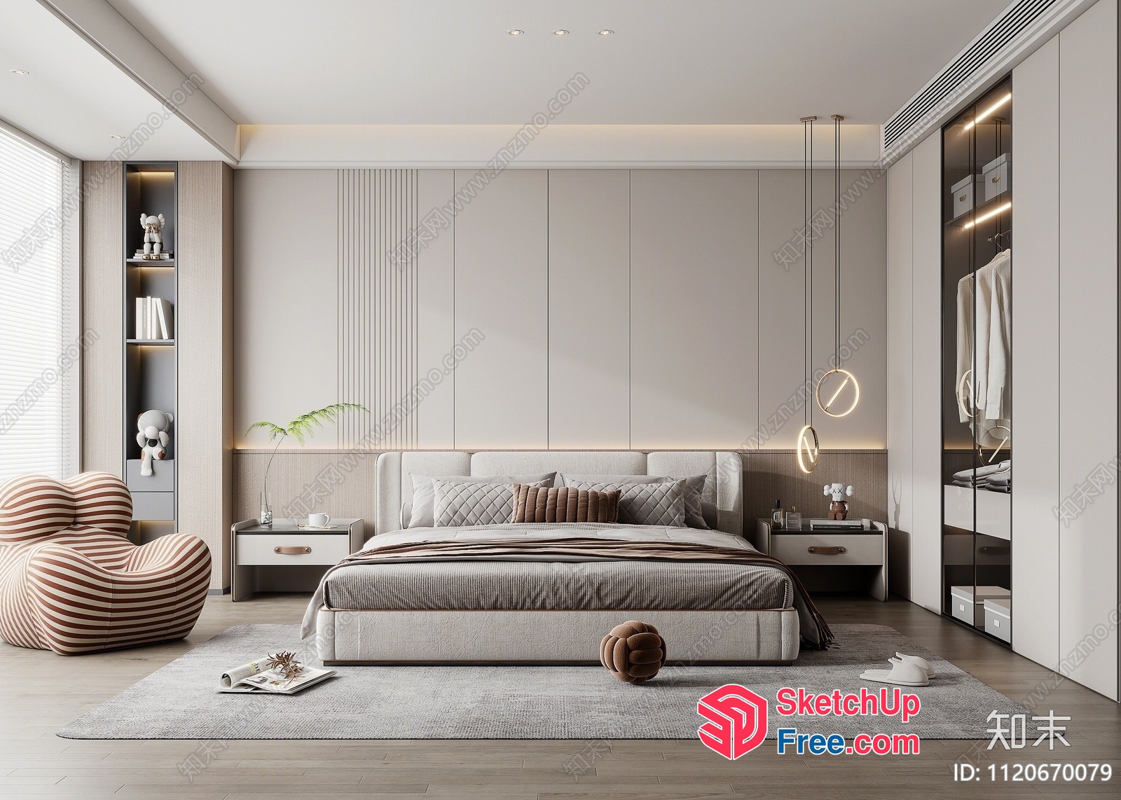 Elegant Modern Minimalist Bedroom Interior 3D SketchUp File