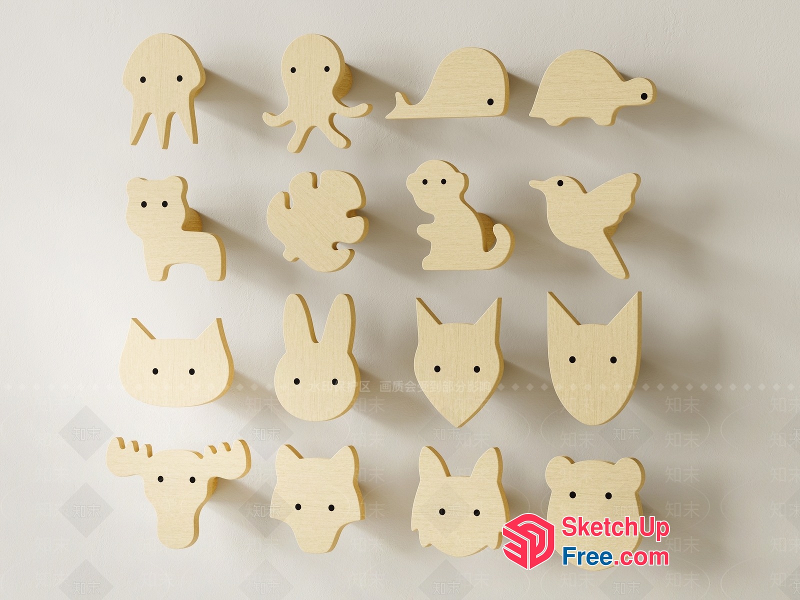 Wooden Animal Decorations 3D SketchUp File
