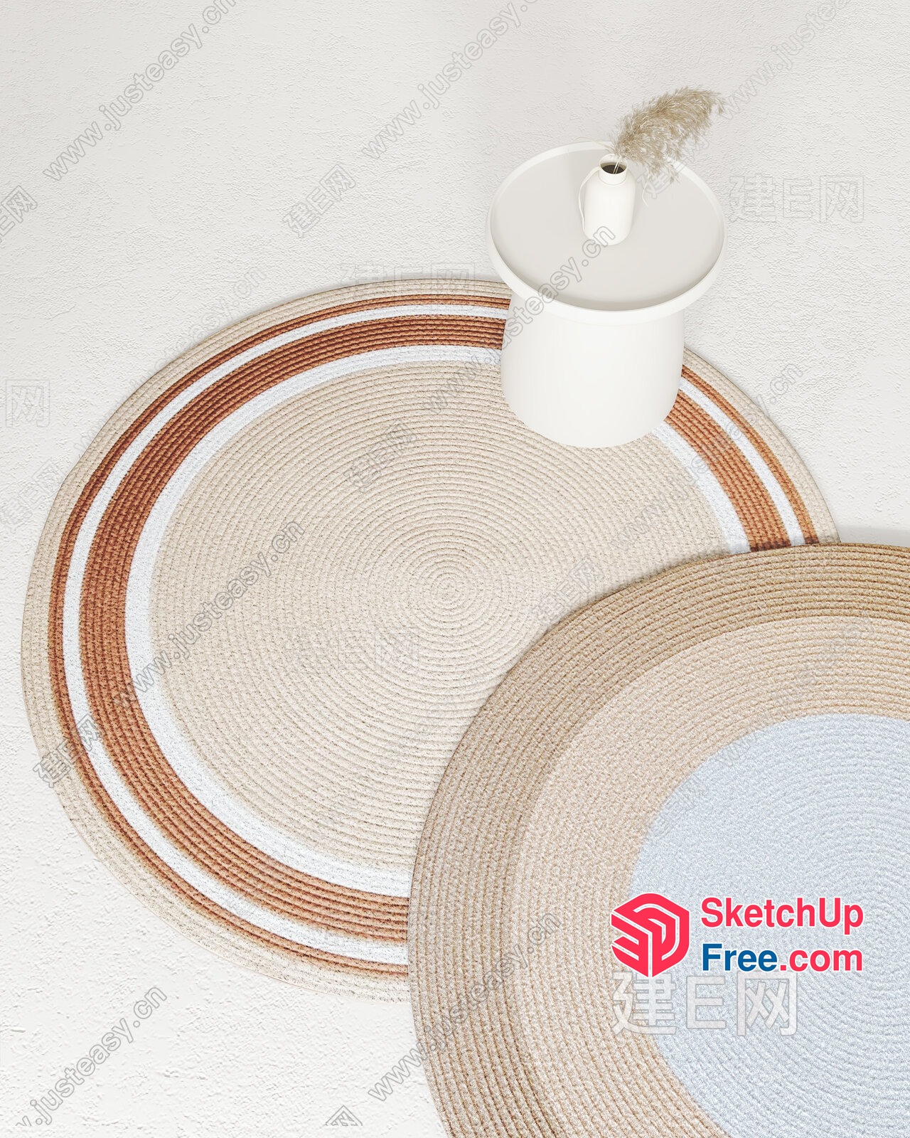 Neutral Toned Circular Placemats With Vase 3D SketchUp File