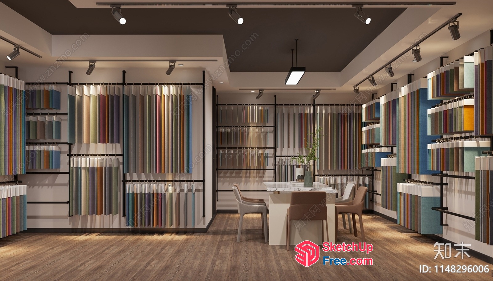 Interior Design Showroom With Colorful Fabric Samples 3D SketchUp File
