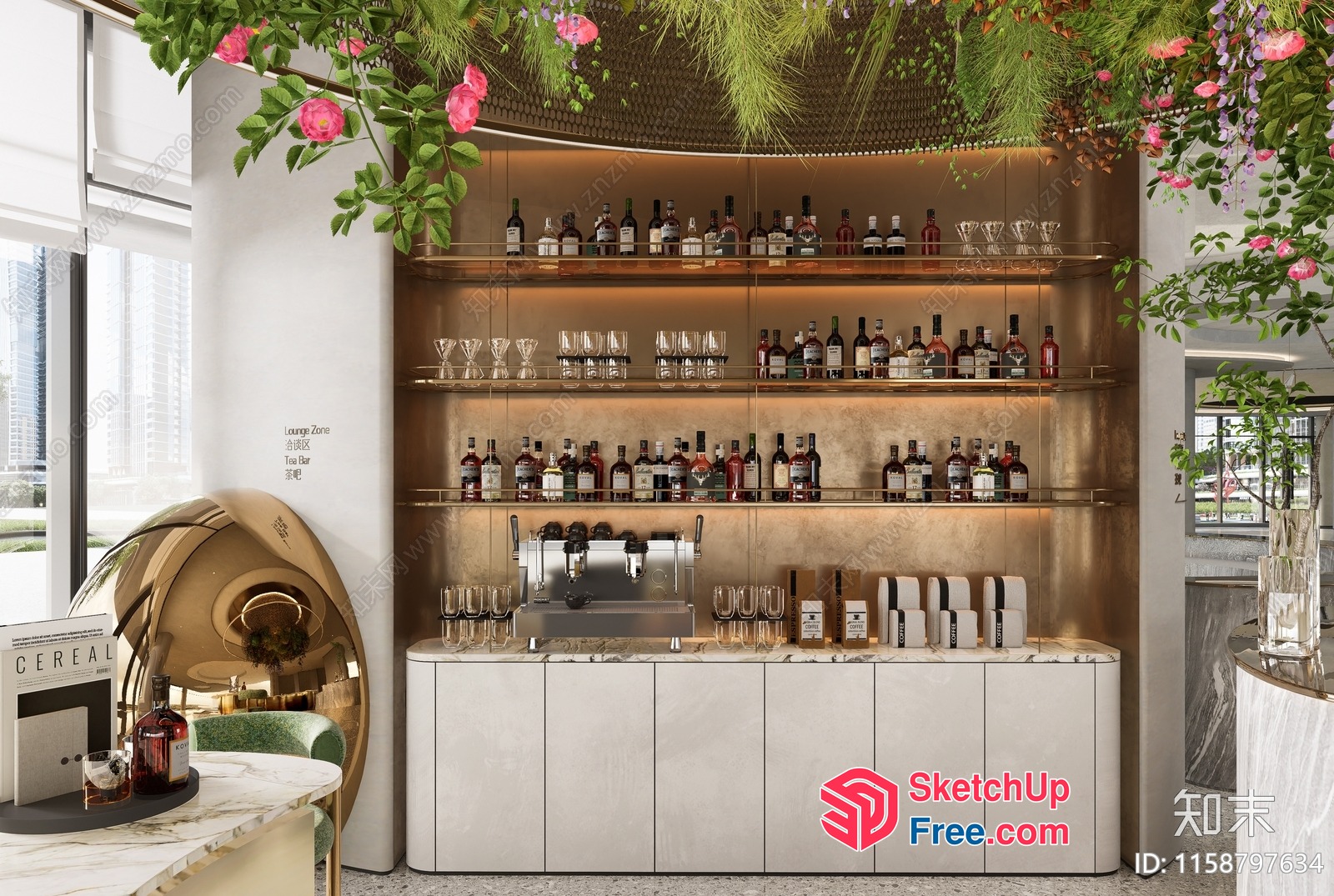 Elegant And Sophisticated Modern Bar Interior 3D SketchUp File