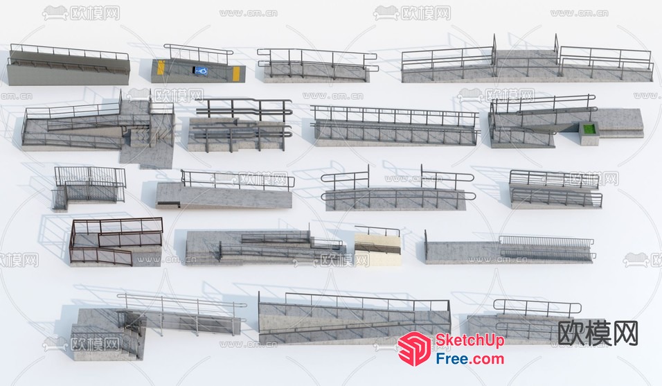 Various Staircases And Railings 3D SketchUp File