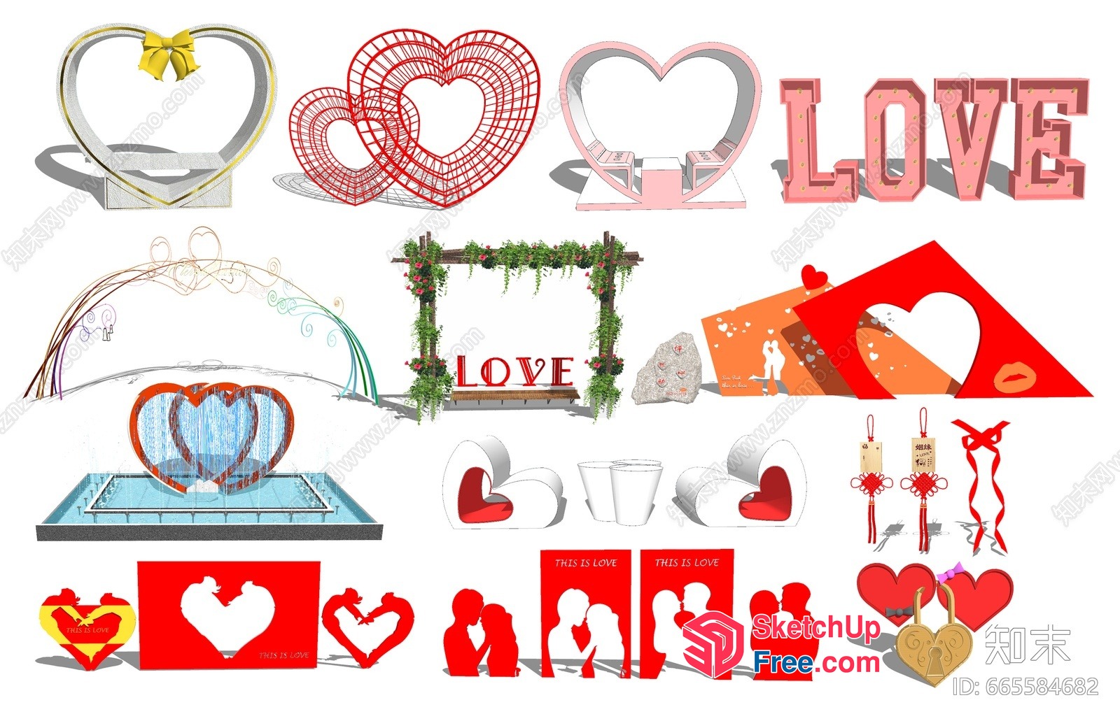 Love Themed Architectural Elements 3D SketchUp File