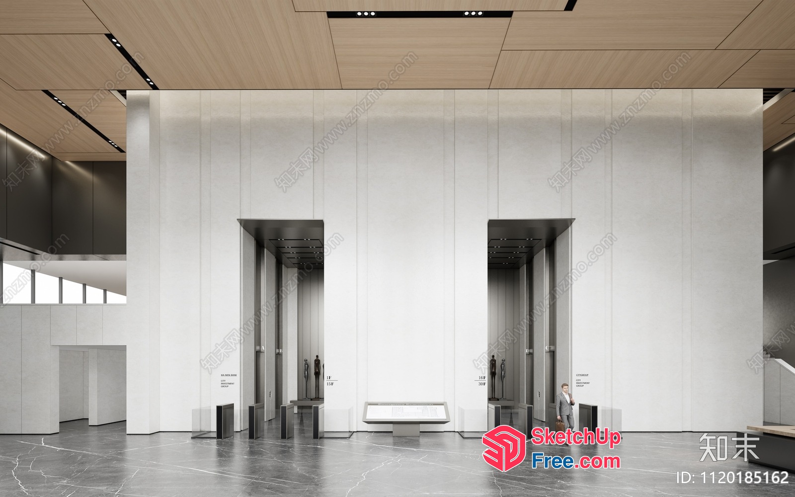 Modern Minimalist Office Building Interior Design 3D SketchUp File