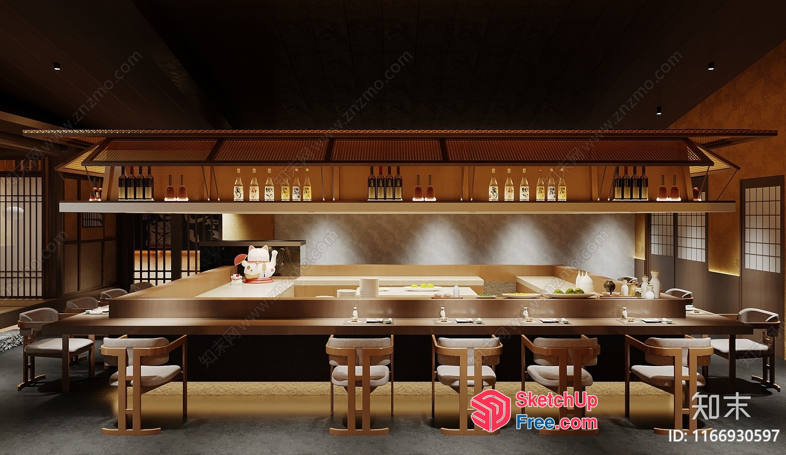 Traditional Japanese Restaurant Interior 3D SketchUp File