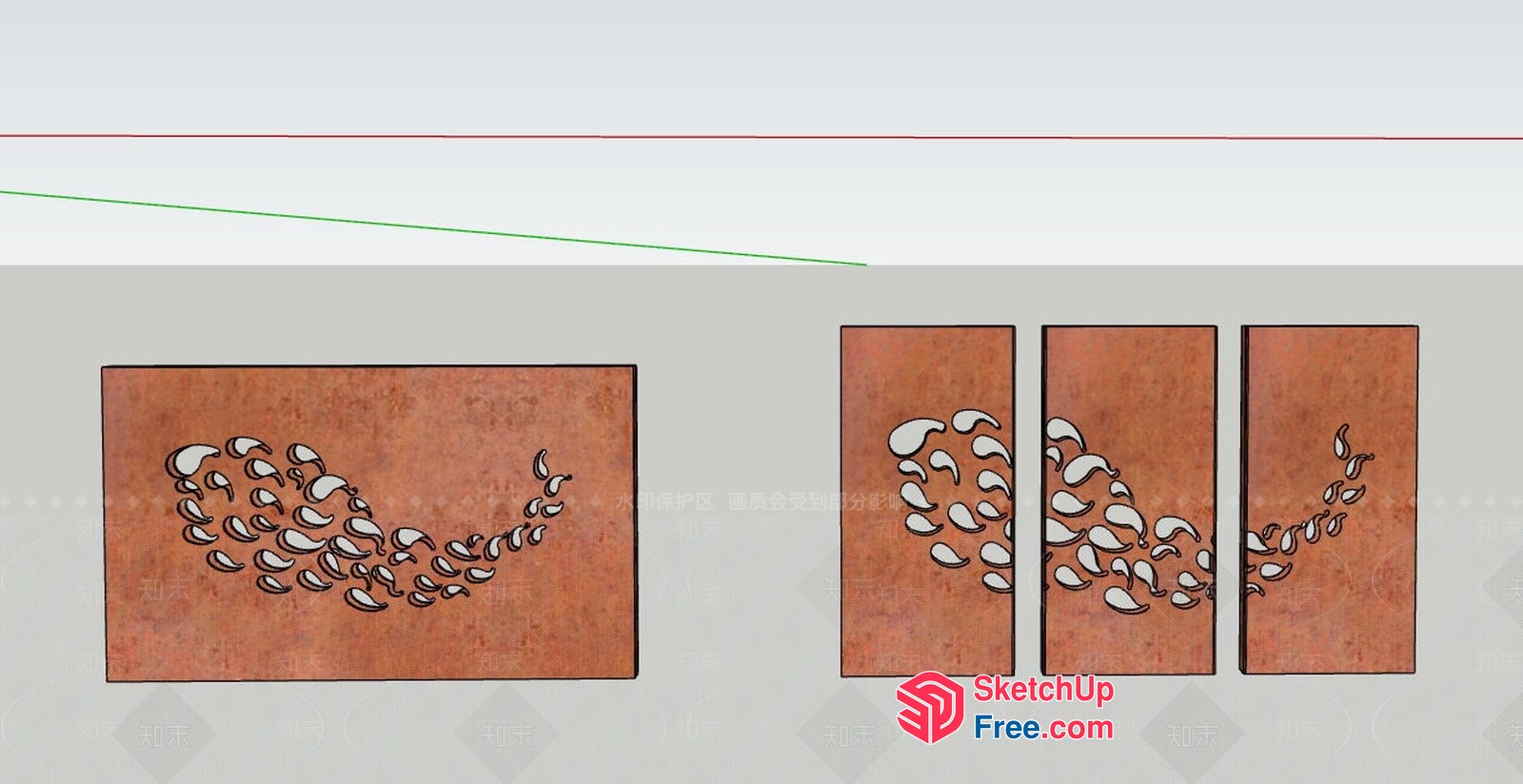 Elegant Rustic Wooden Wall Art Panels 3D SketchUp File