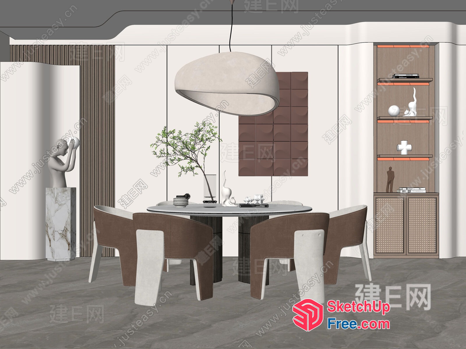 Modern Japanese Style Dining Room Interior 3D SketchUp File