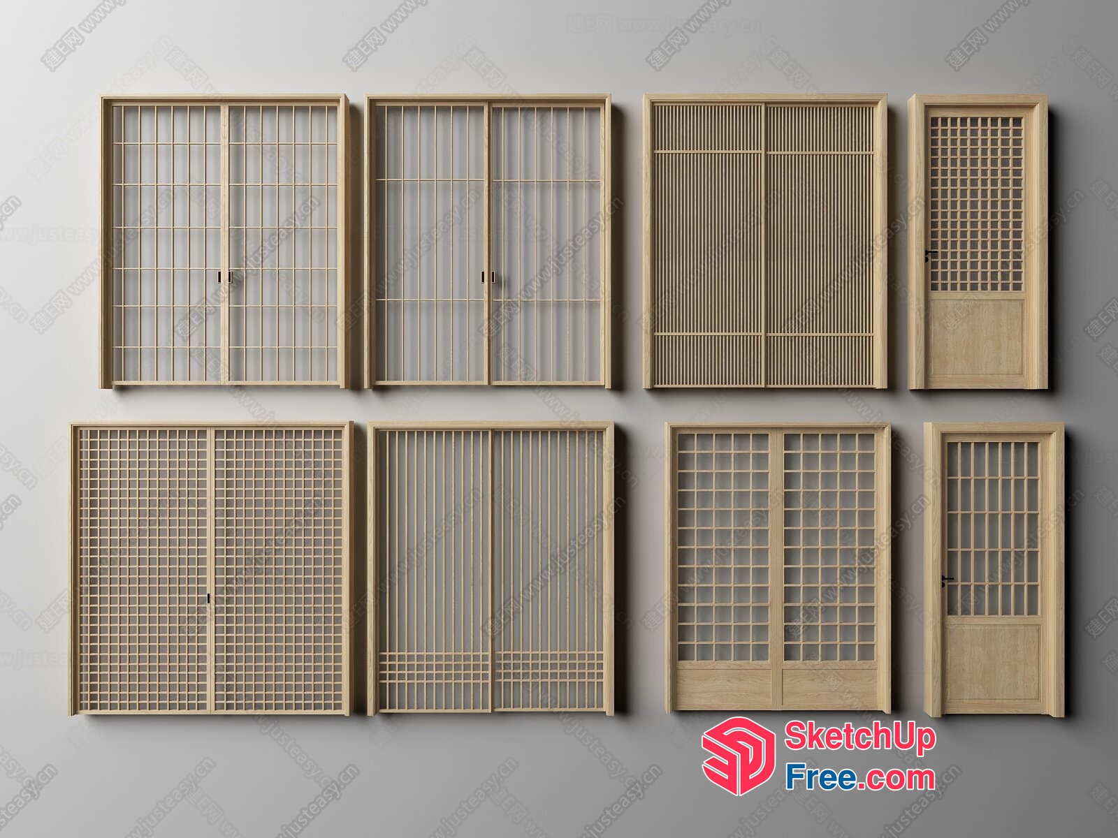 Traditional Japanese Interior Decor Elements 3D SketchUp File