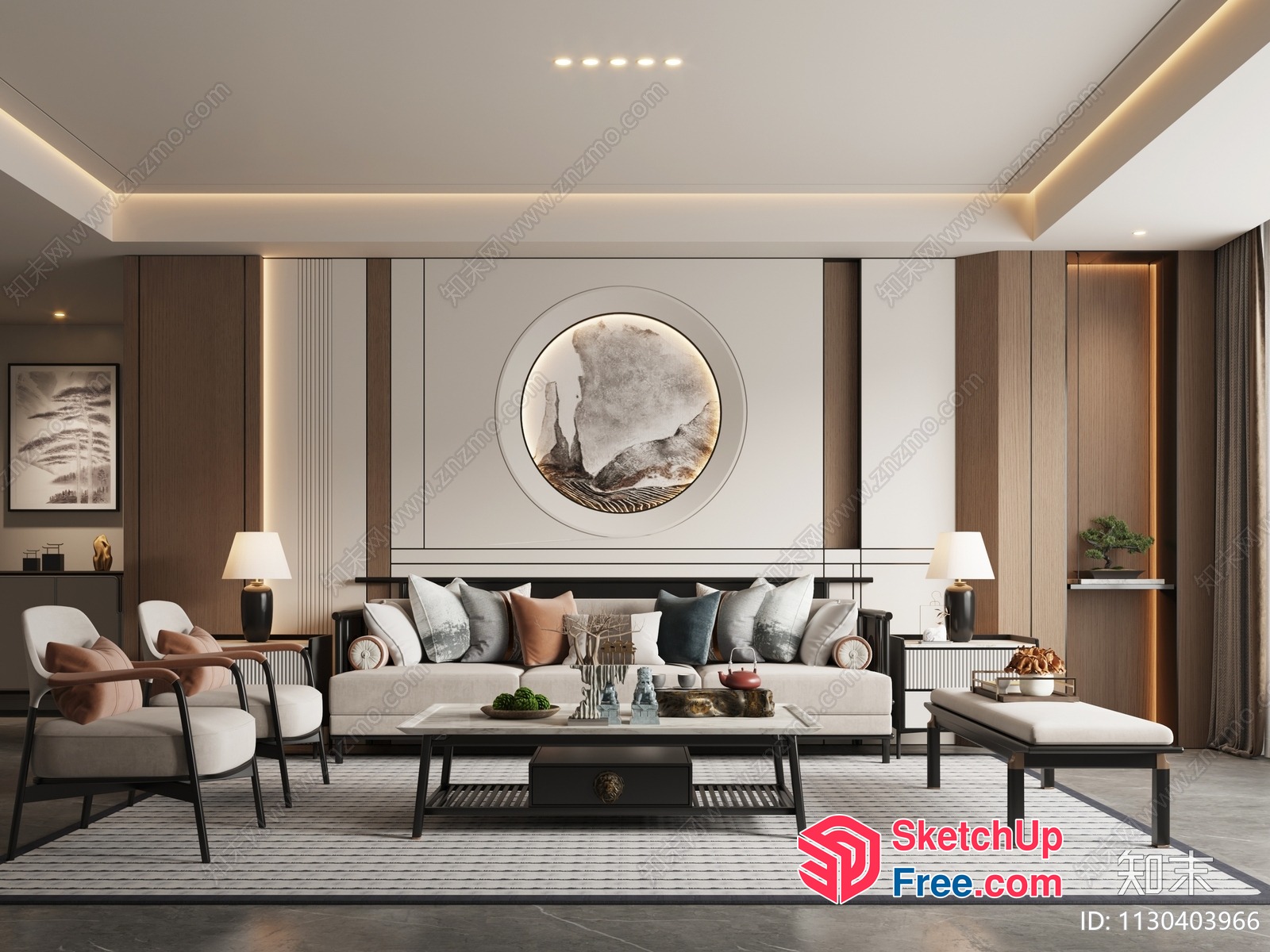 Modern Living Room With Elegant Furniture And Artistic Touches 3D SketchUp File