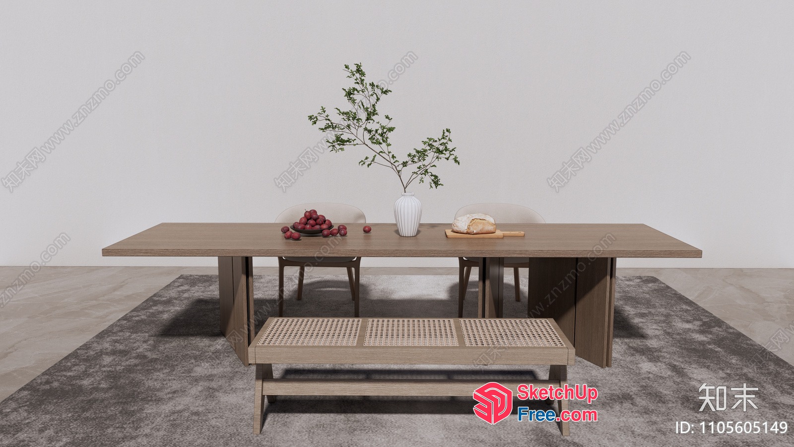 Modern Dining Room With Minimalist Style And Natural Elements 3D SketchUp File