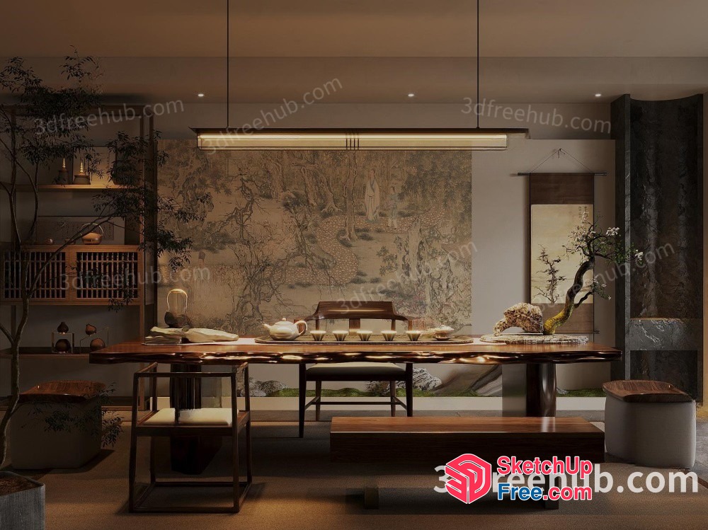 Traditional Japanese Dining Room 3D SketchUp File