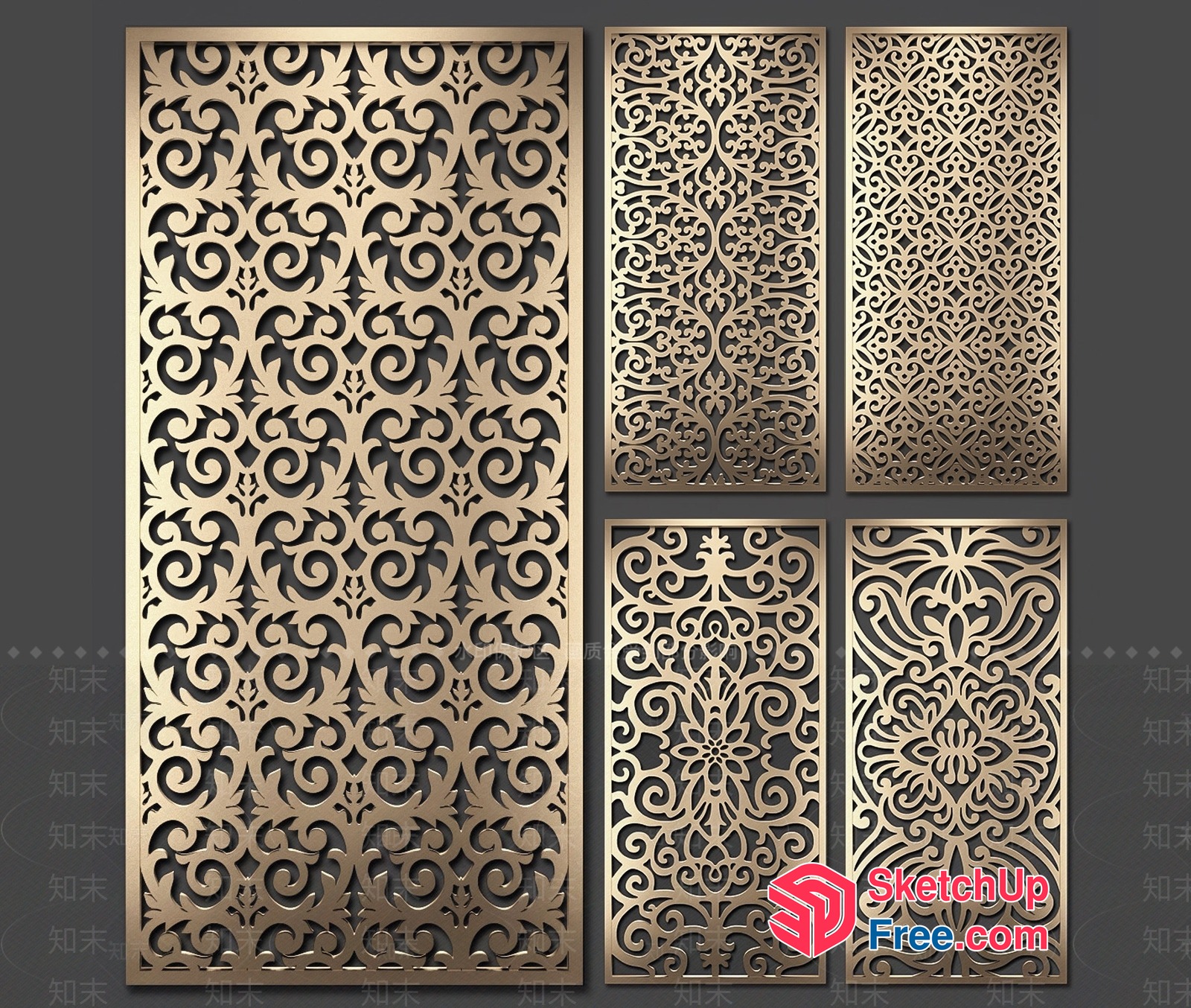 Intricate Carved Partition Screens 3D SketchUp File
