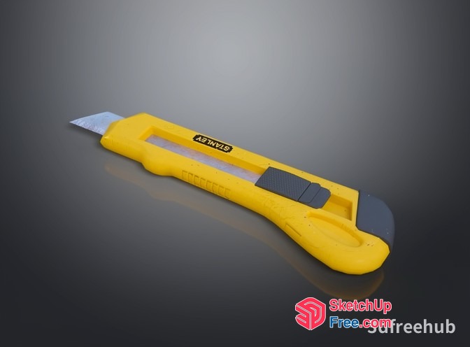 Yellow Stanley Box Cutter With Black And Silver Blade 3D SketchUp File
