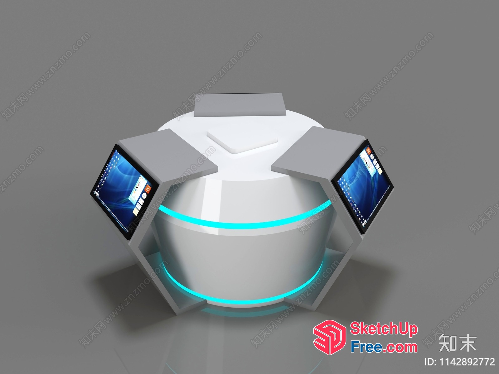Futuristic Desk With Tablets 3D SketchUp File