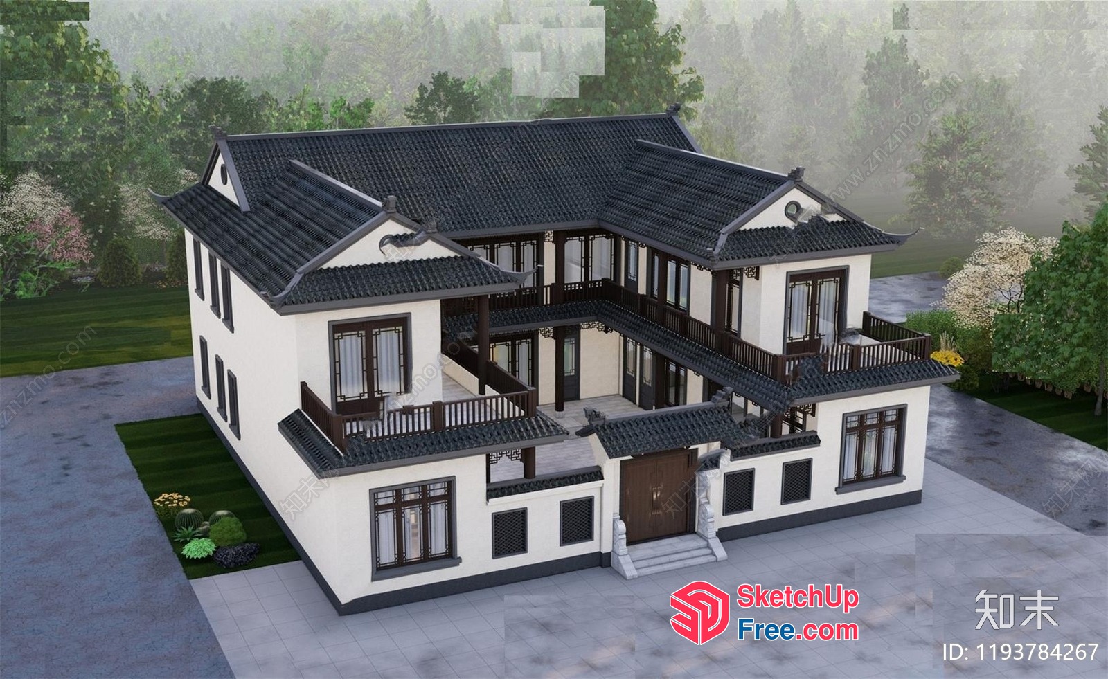 Elegant Traditional Chinese Villa 3D SketchUp File