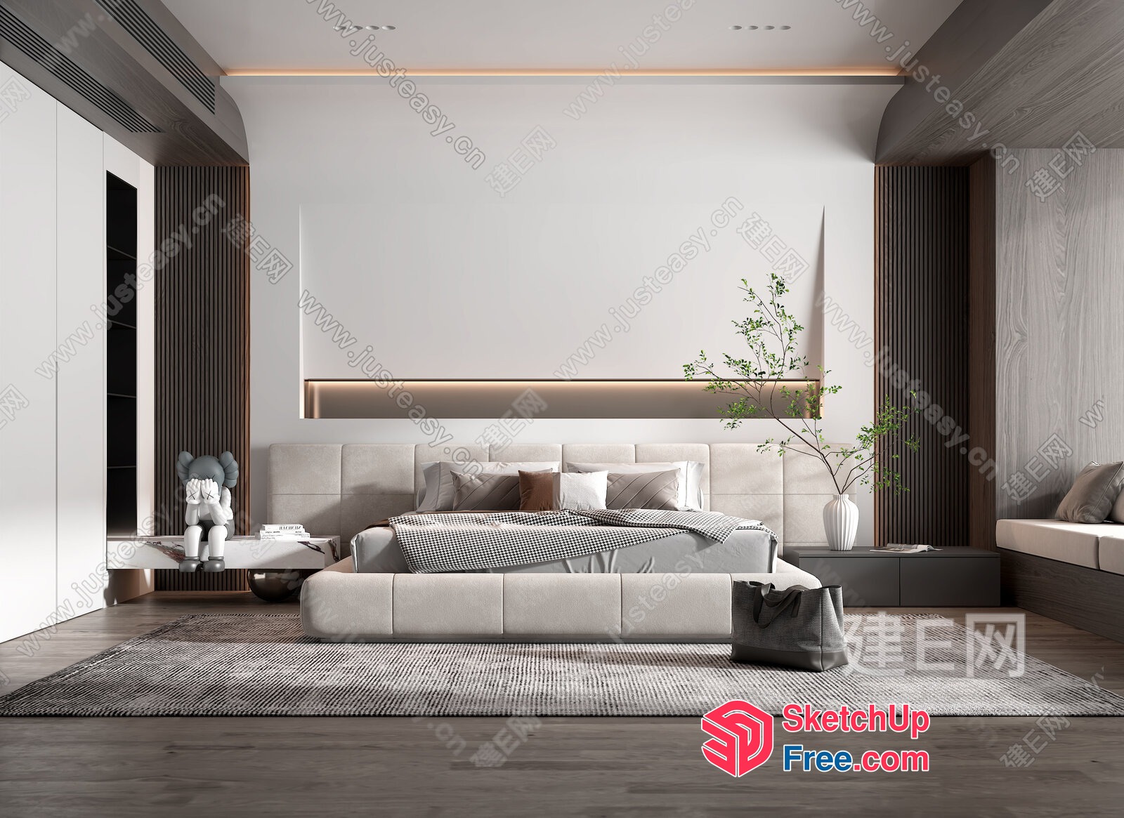 Modern Minimalist Bedroom Interior Design 3D SketchUp File