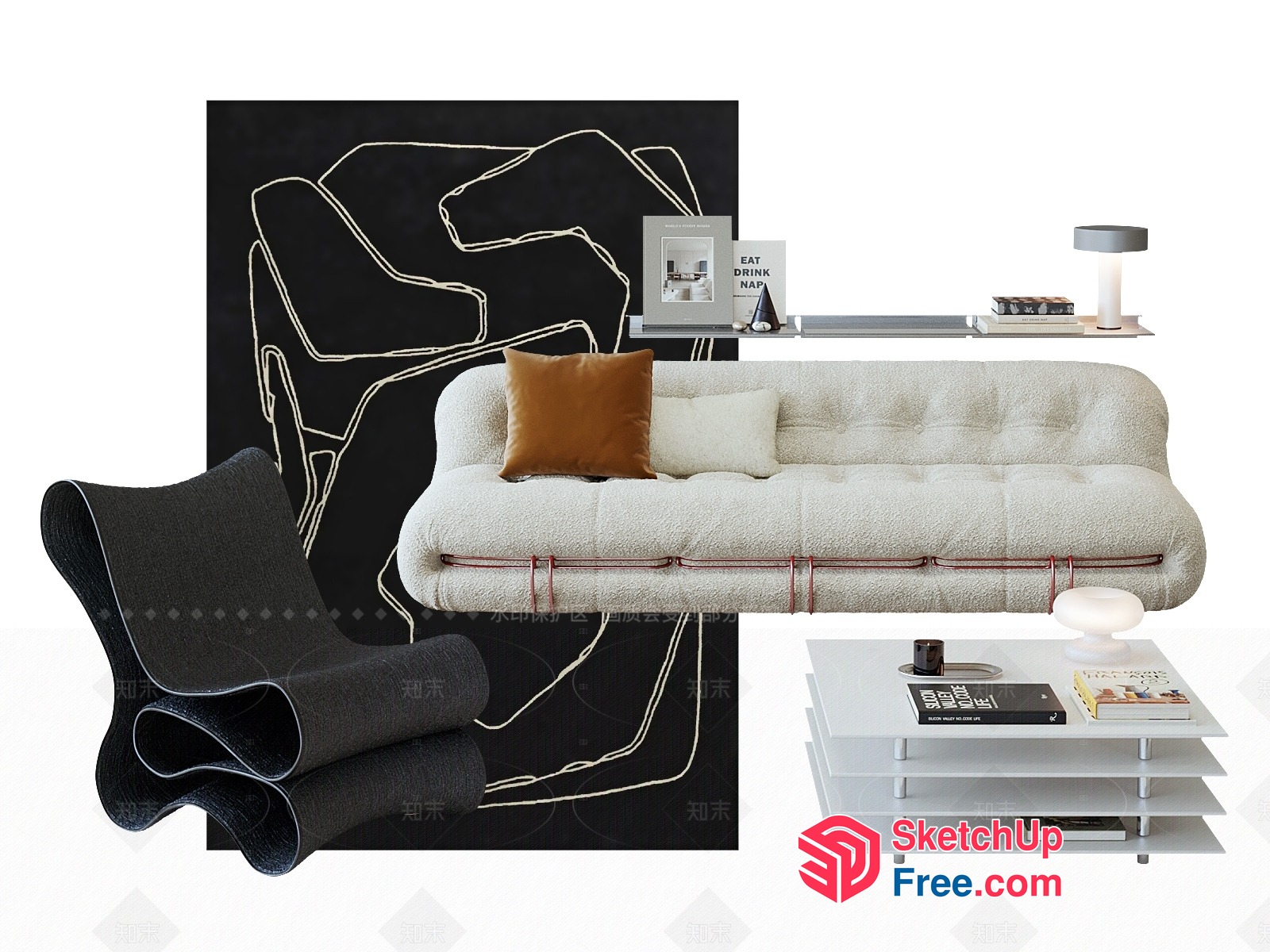 Modern Minimalist Living Room Design 3D SketchUp File