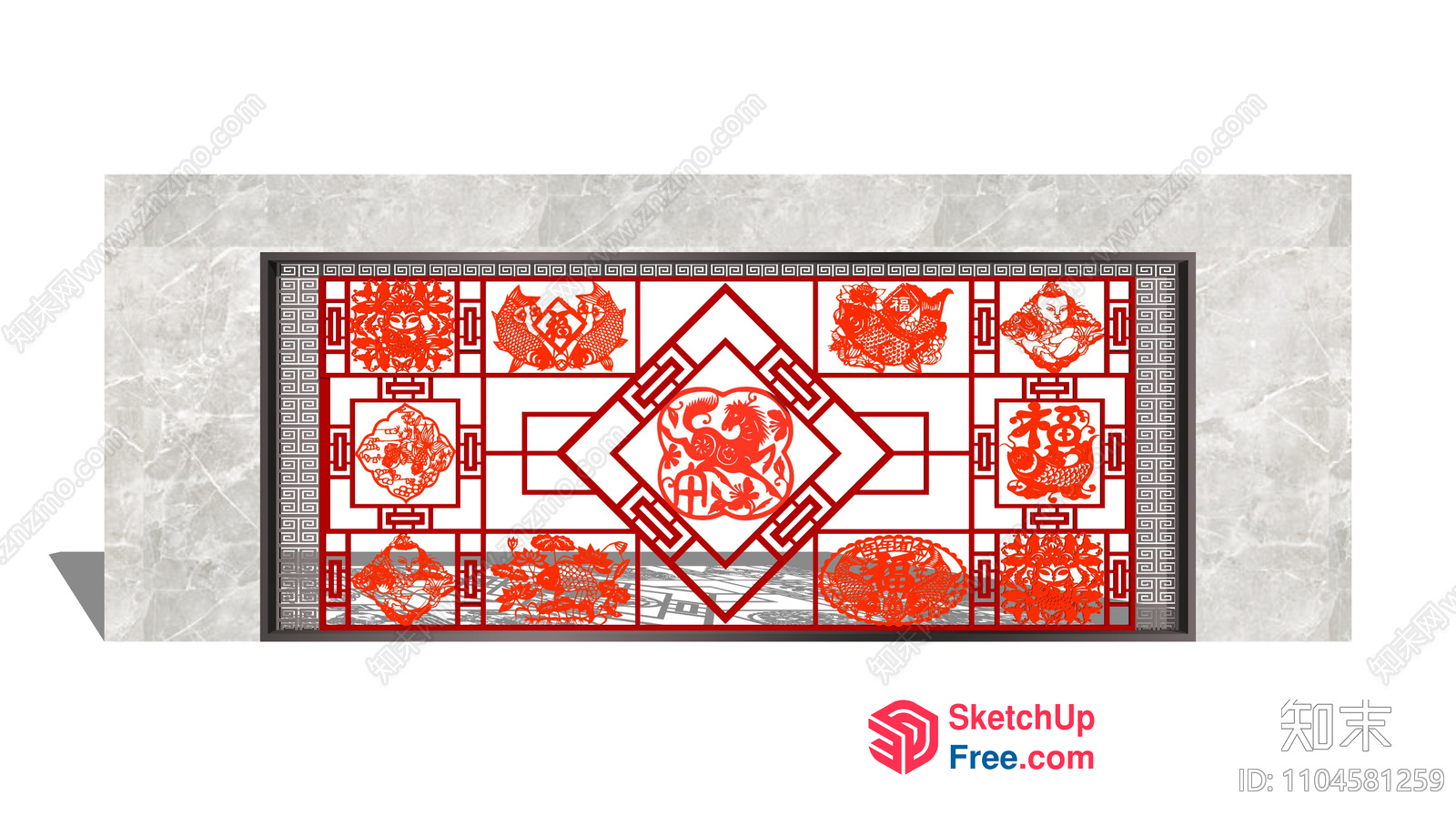Red And White Asian Style Design 3D SketchUp File