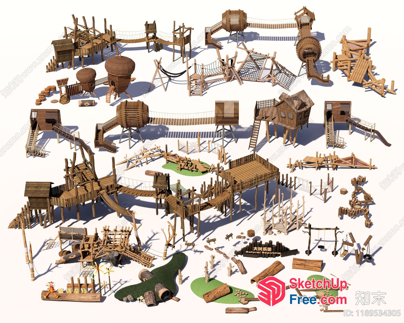 3D Model Of A Fantasy Playground With Various Structures And Features 3D SketchUp File