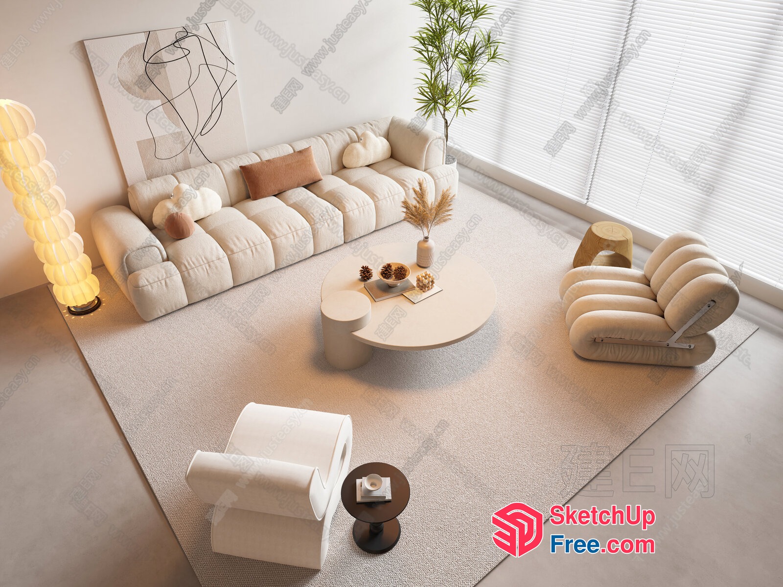 Modern Minimalist Living Room Decor 3D SketchUp File