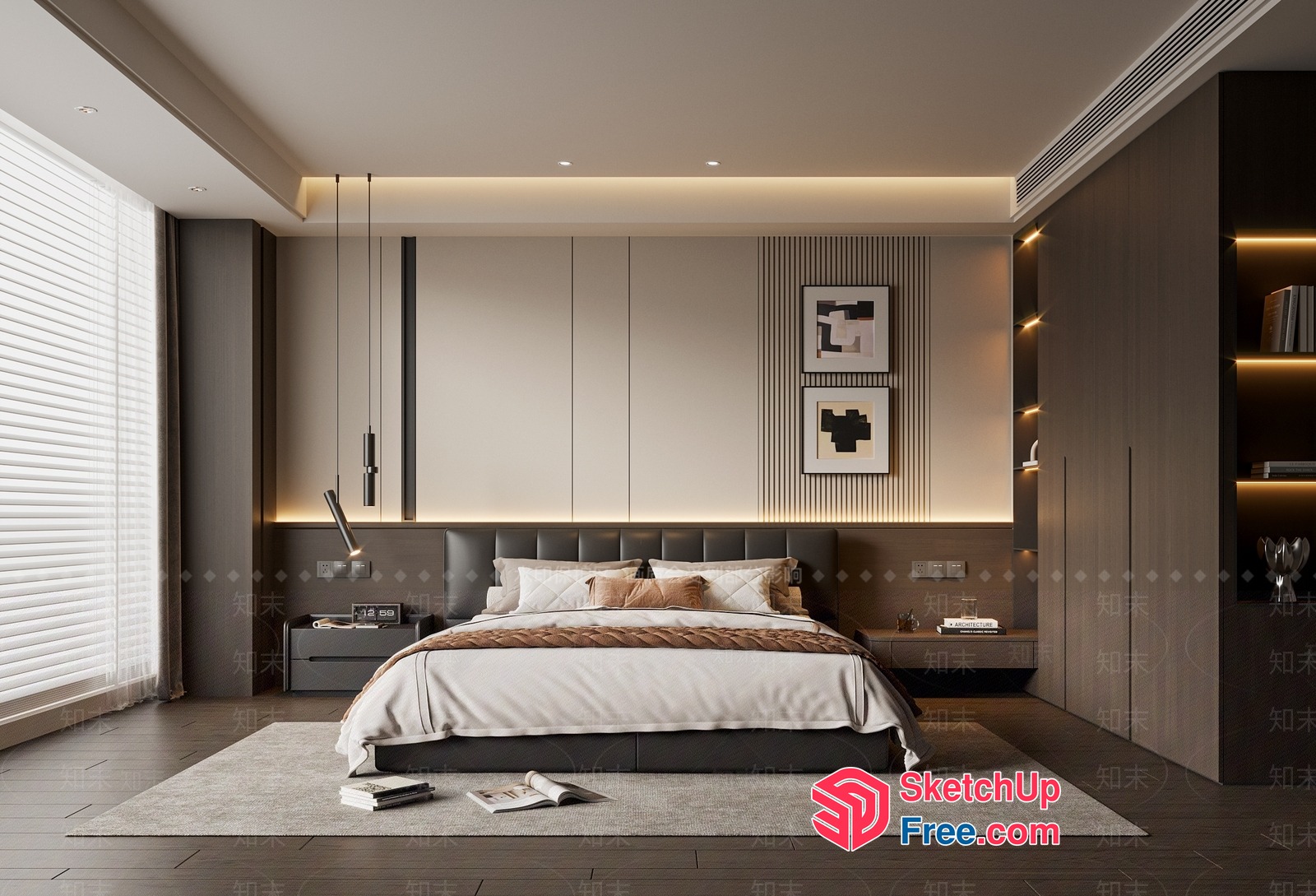 Modern Minimalist Bedroom Interior Design 3D SketchUp File
