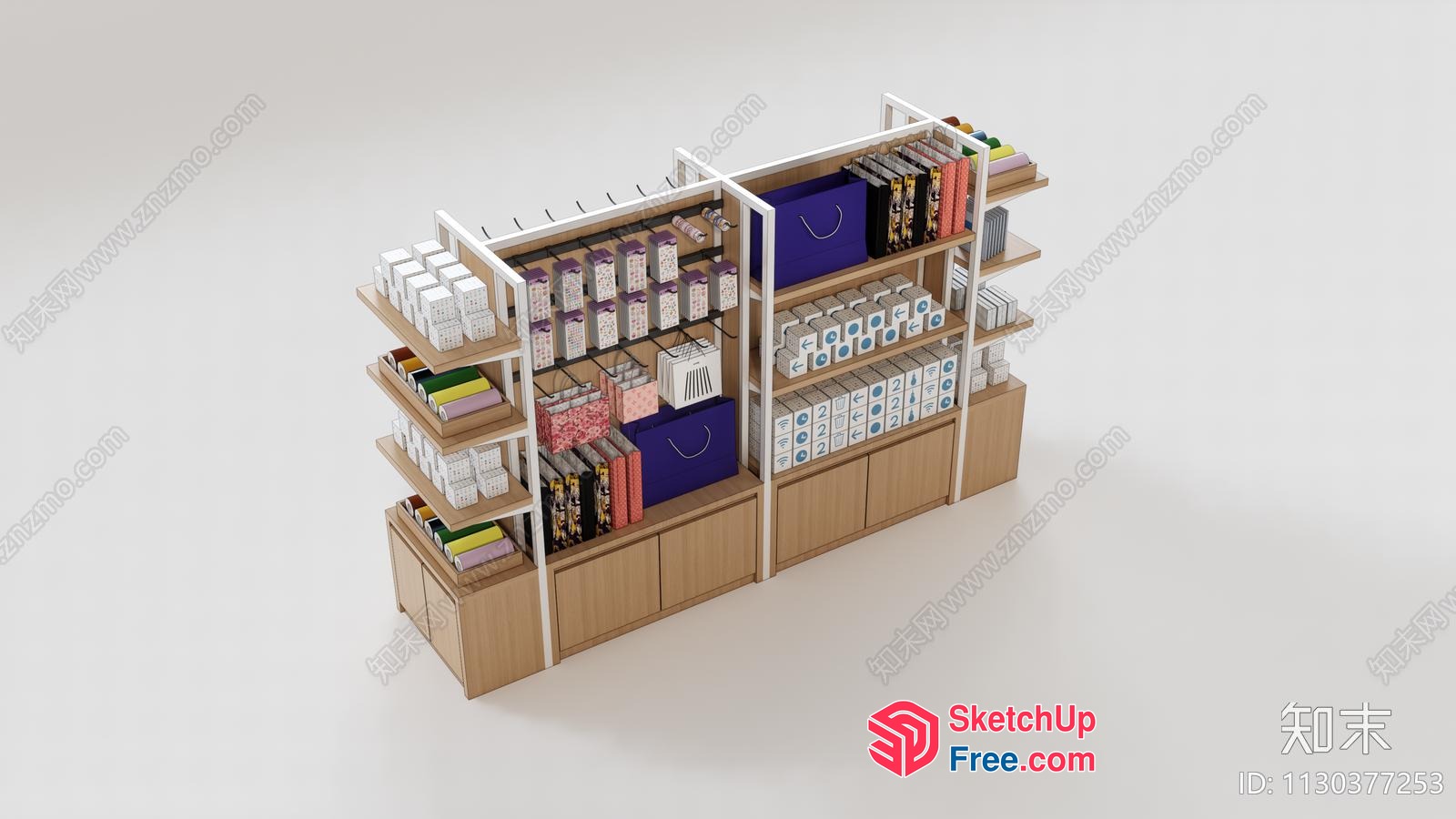 Modern Retail Display With Shelves And Cabinets 3D SketchUp File