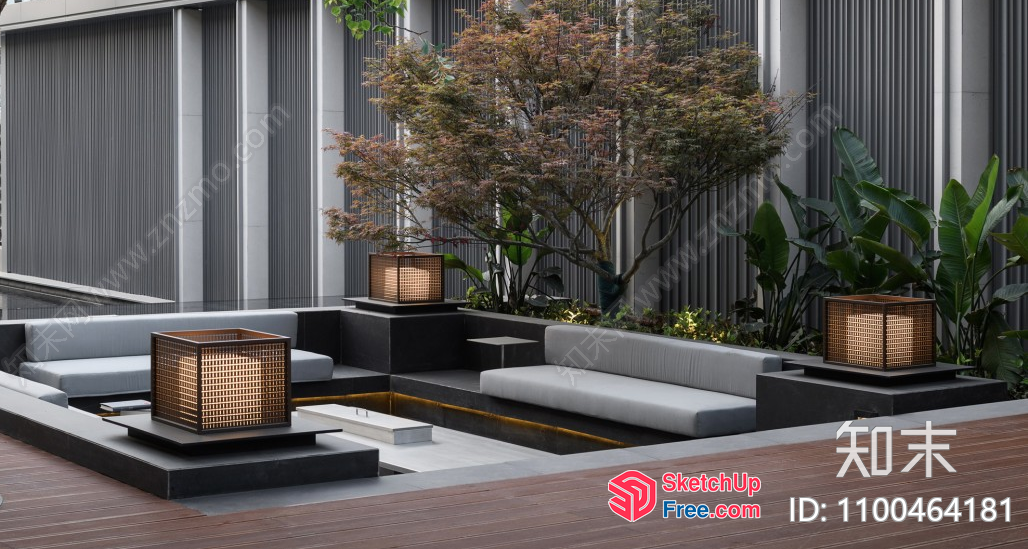 Outdoor Living Space With Modern Furniture And Decor 3D SketchUp File