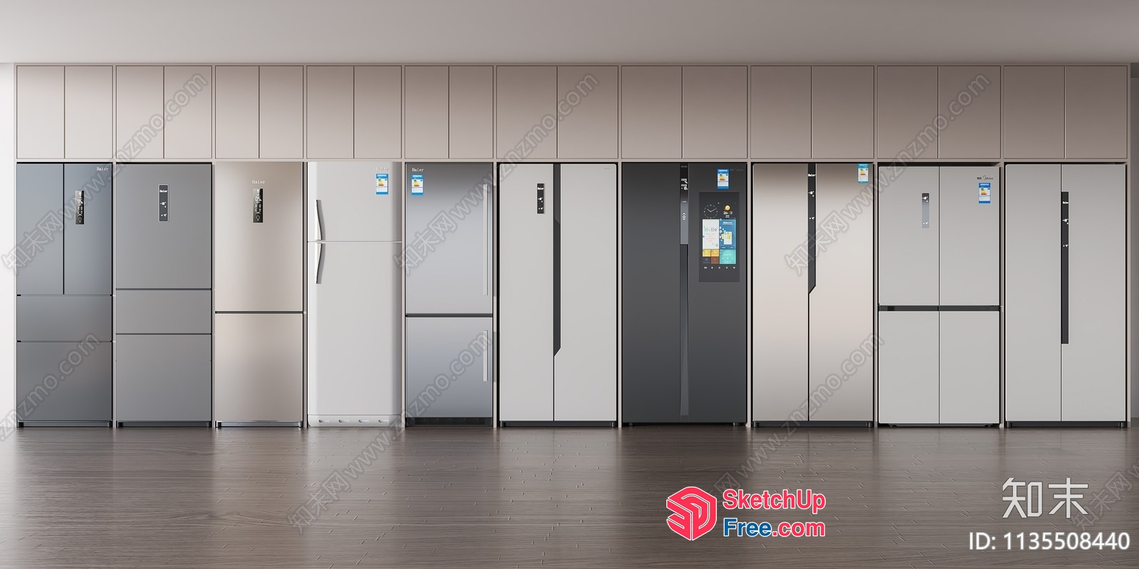 Modern Refrigerators On Display In A Well-Lit Room 3D SketchUp File