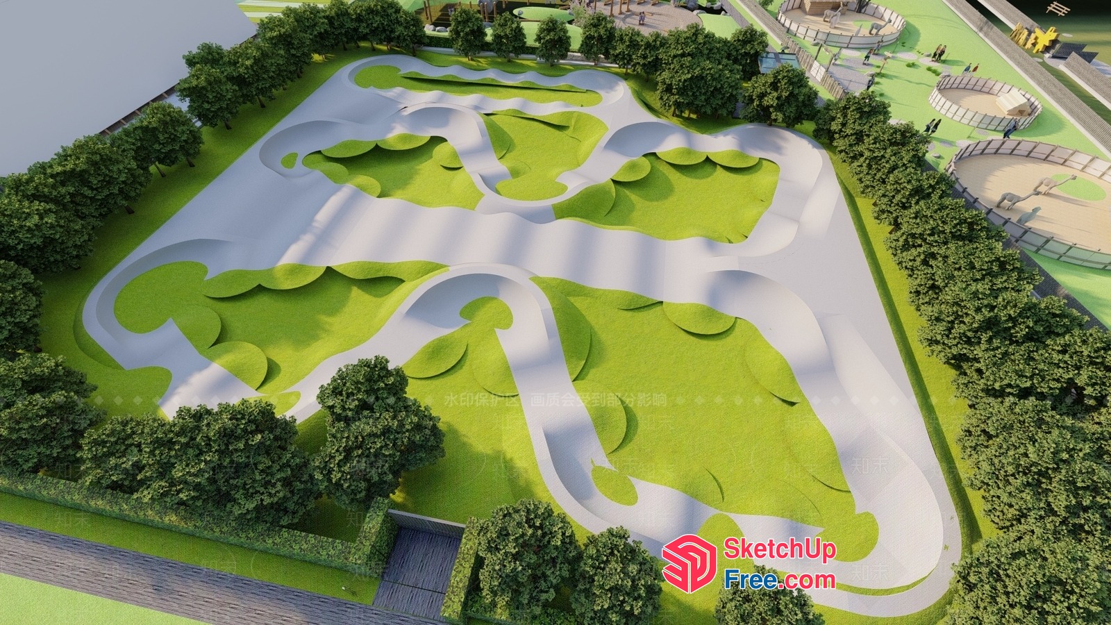 Winding Pathway Through A Lush Landscape 3D SketchUp File